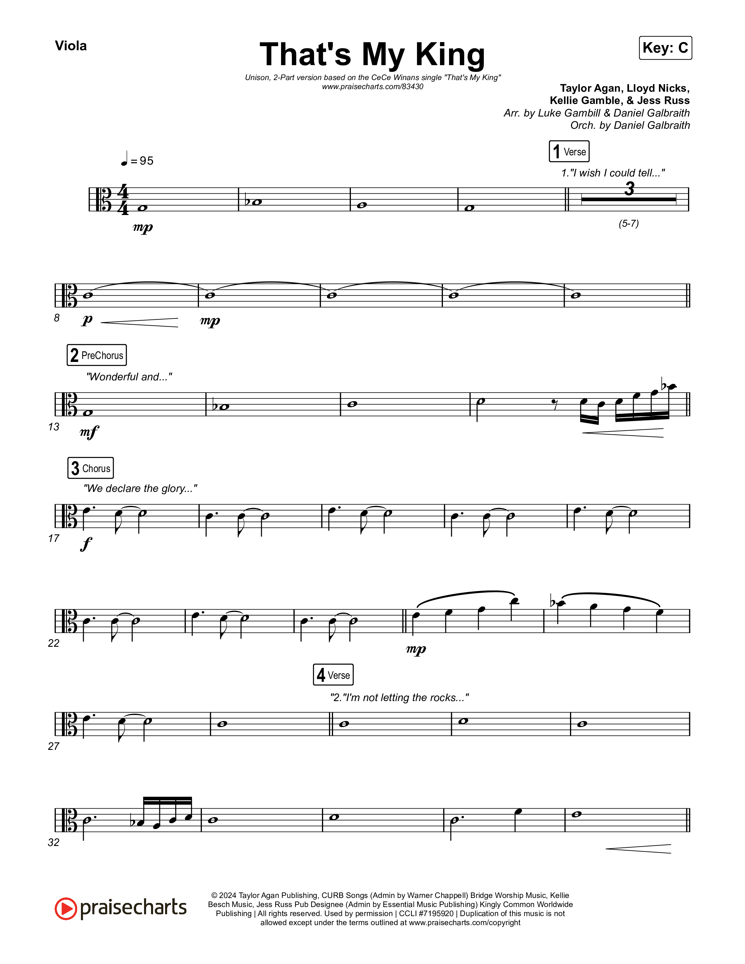 That's My King (Unison/2-Part) Viola (CeCe Winans / Arr. Luke Gambill)