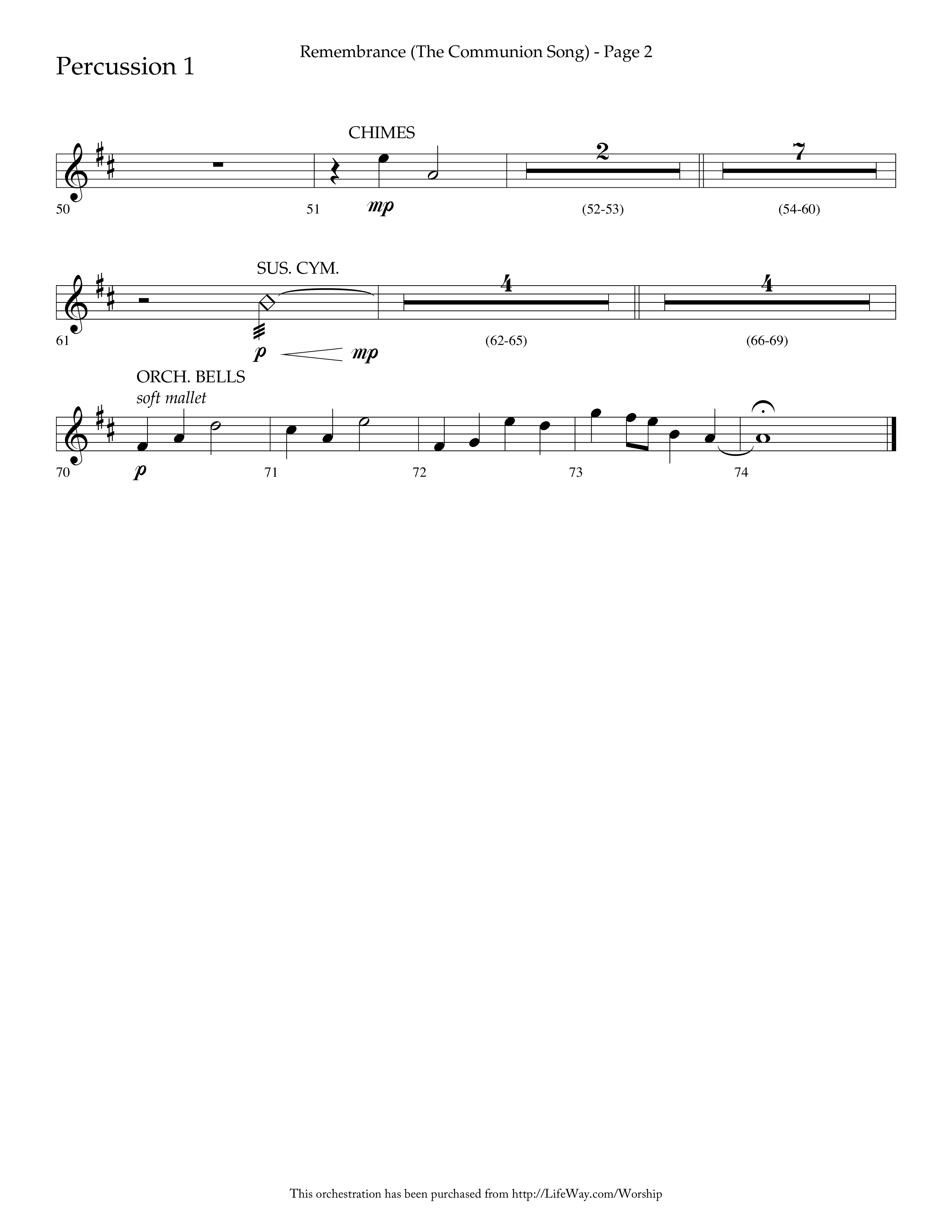 Remembrance (Choral Anthem SATB) Percussion 1/2 (Lifeway Choral / Arr. Charlie Sinclair / Arr. Carol Tornquist / Orch. Danny Zaloudik)