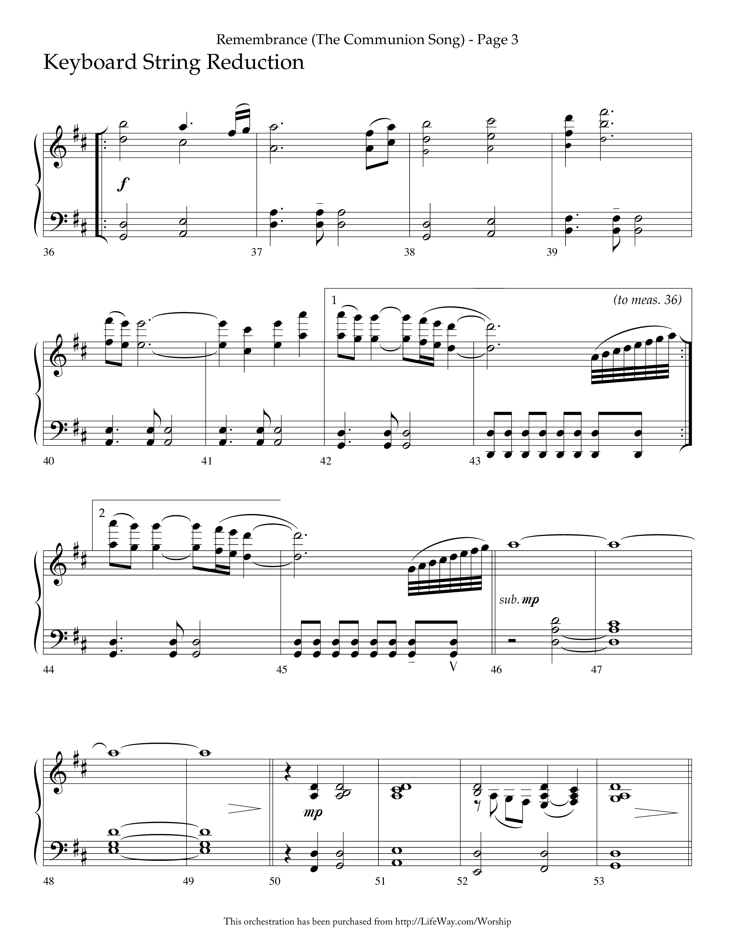Remembrance (Choral Anthem SATB) String Reduction (Lifeway Choral / Arr. Charlie Sinclair / Arr. Carol Tornquist / Orch. Danny Zaloudik)