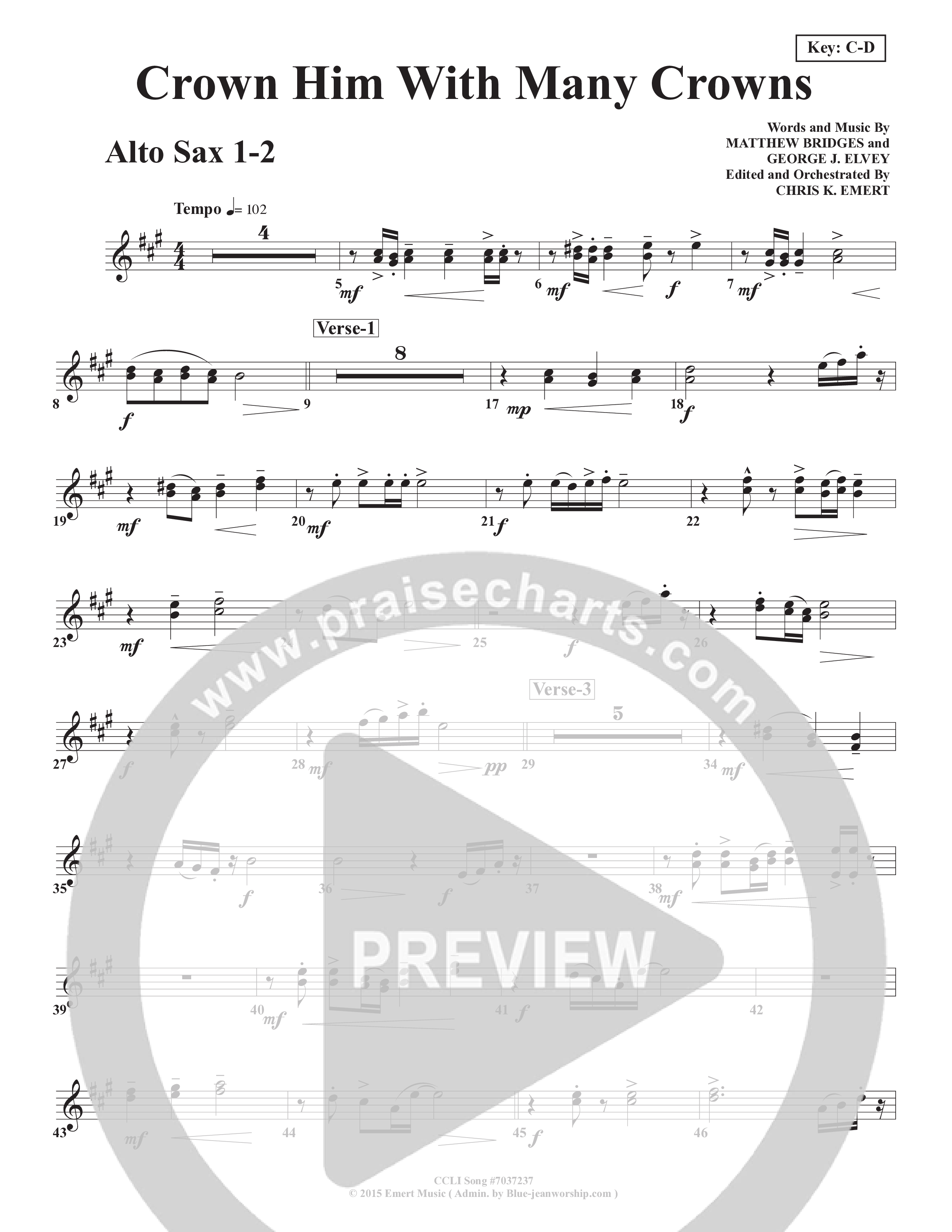 Crown Him With Many Crowns Alto Sax 1/2 (Chris Emert)