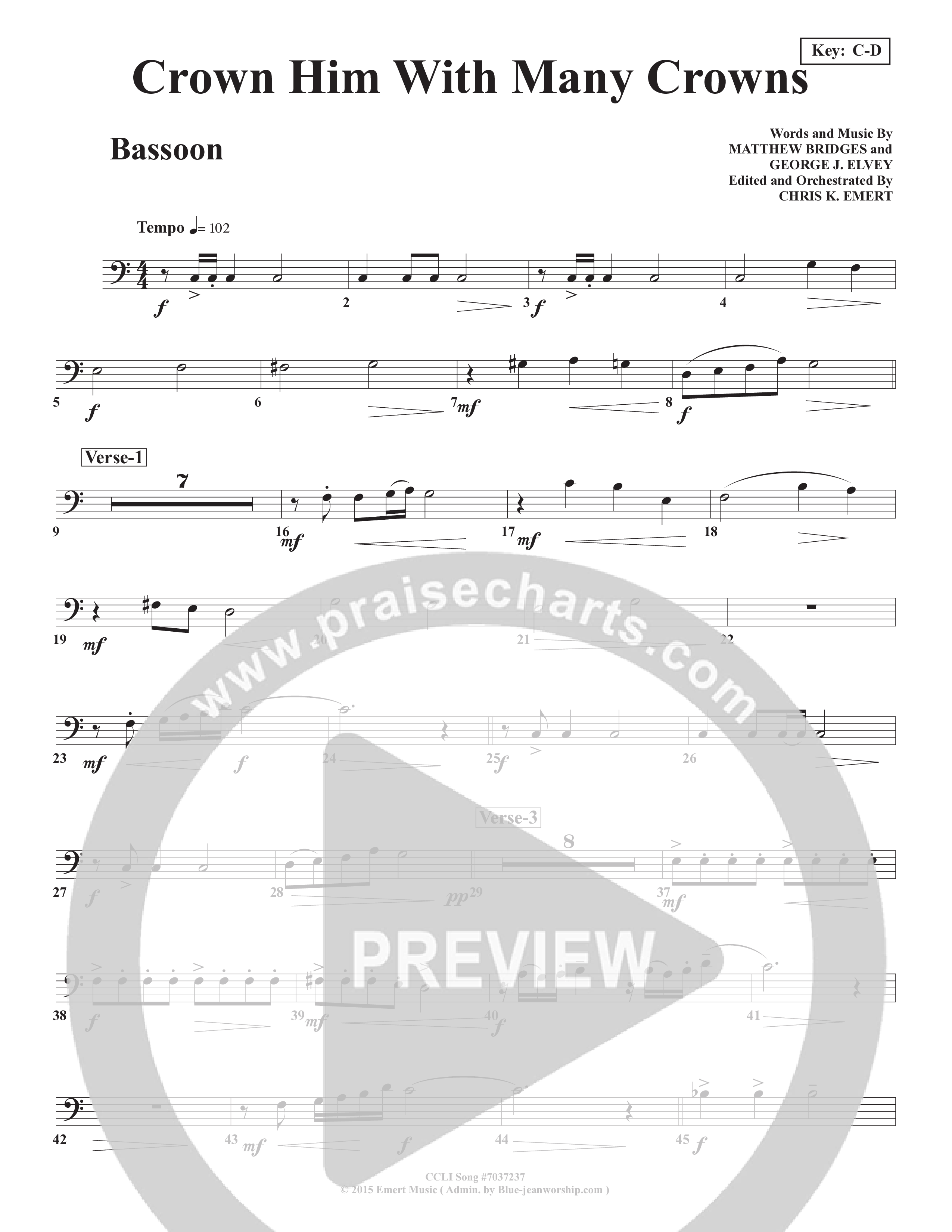 Crown Him With Many Crowns Bassoon (Chris Emert)