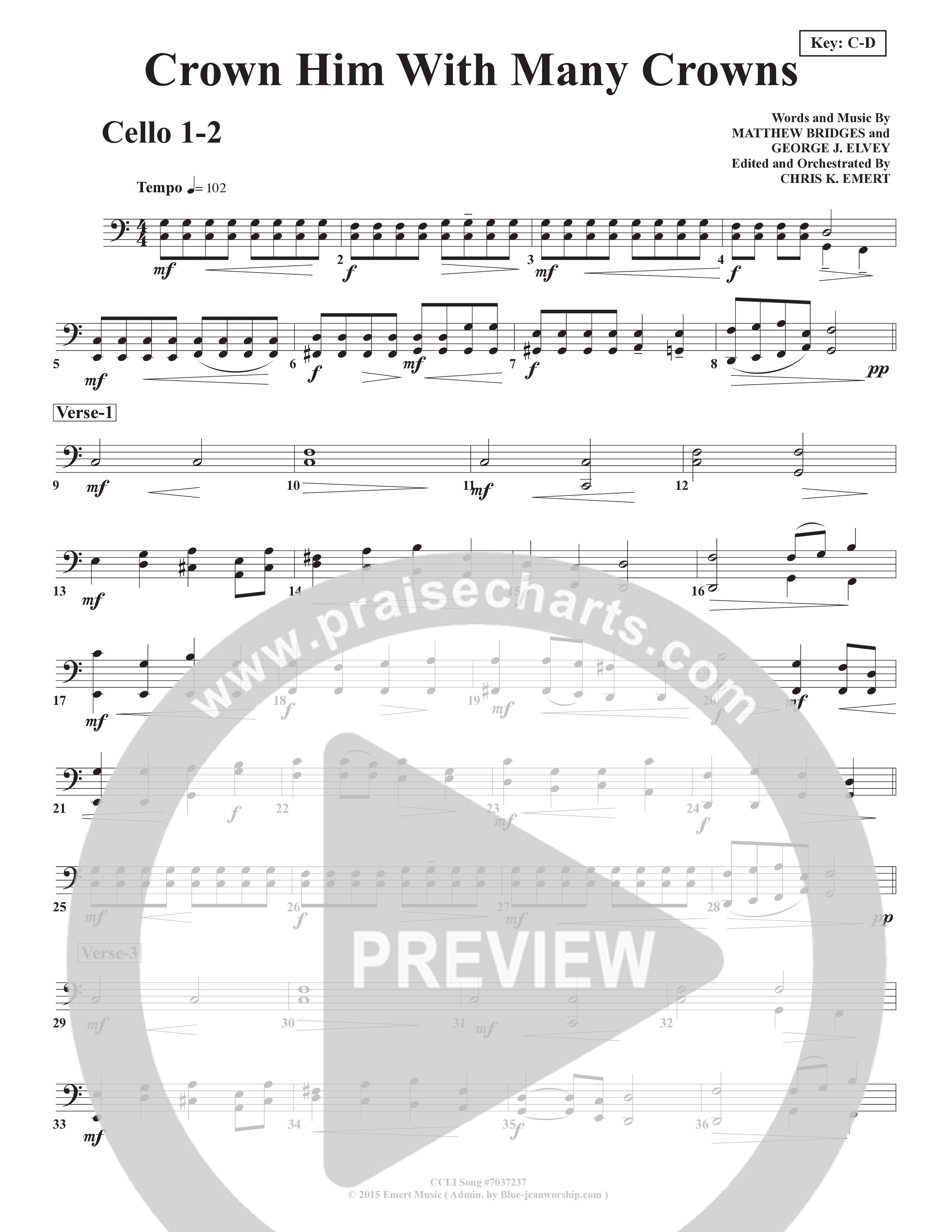 Crown Him With Many Crowns Cello (Chris Emert)