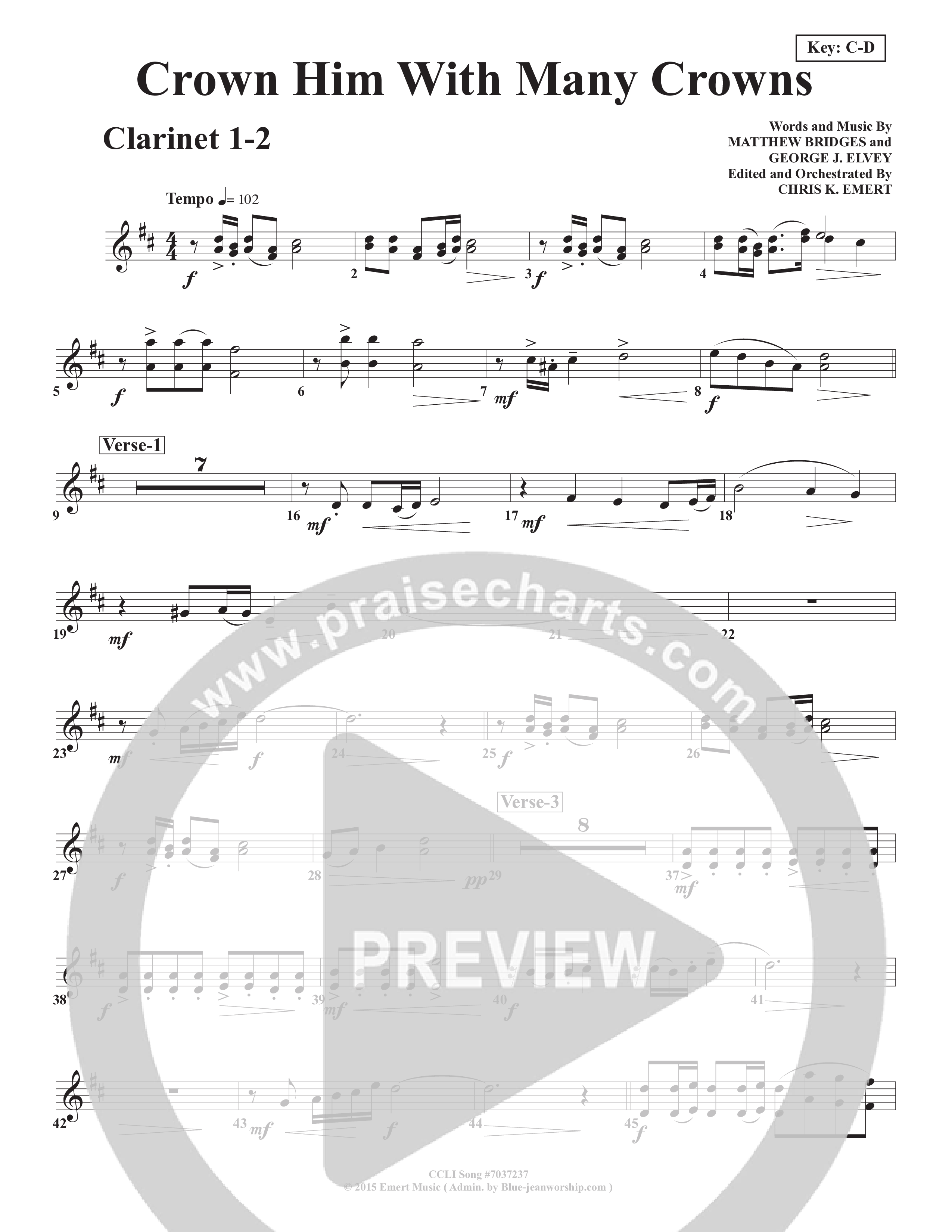Crown Him With Many Crowns Clarinet 1/2 (Chris Emert)