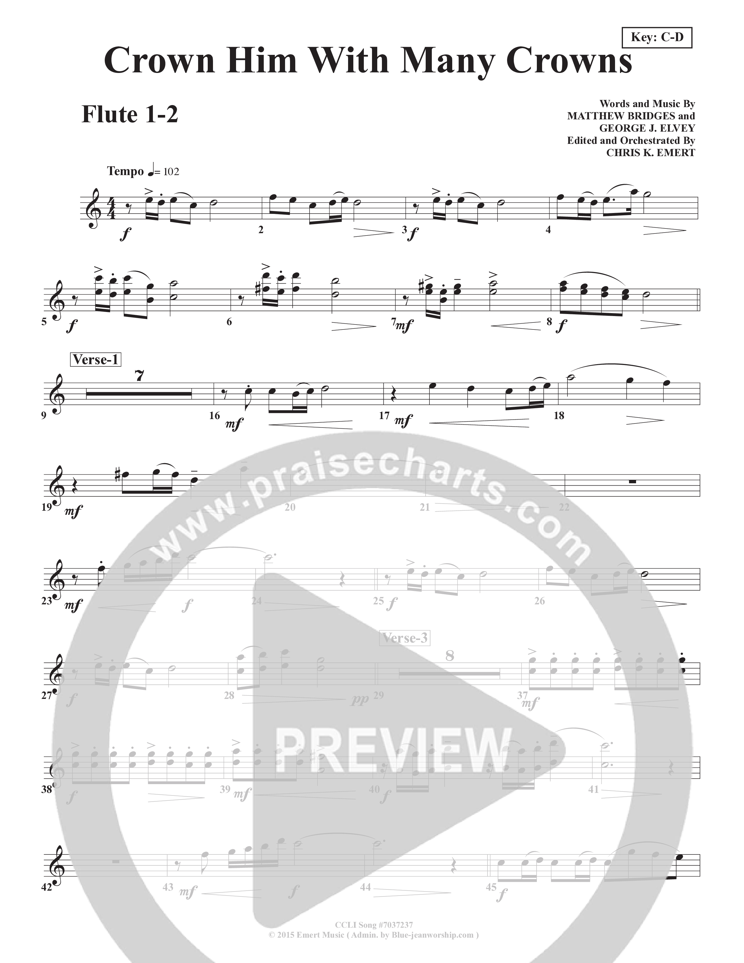 Crown Him With Many Crowns Flute 1/2 (Chris Emert)