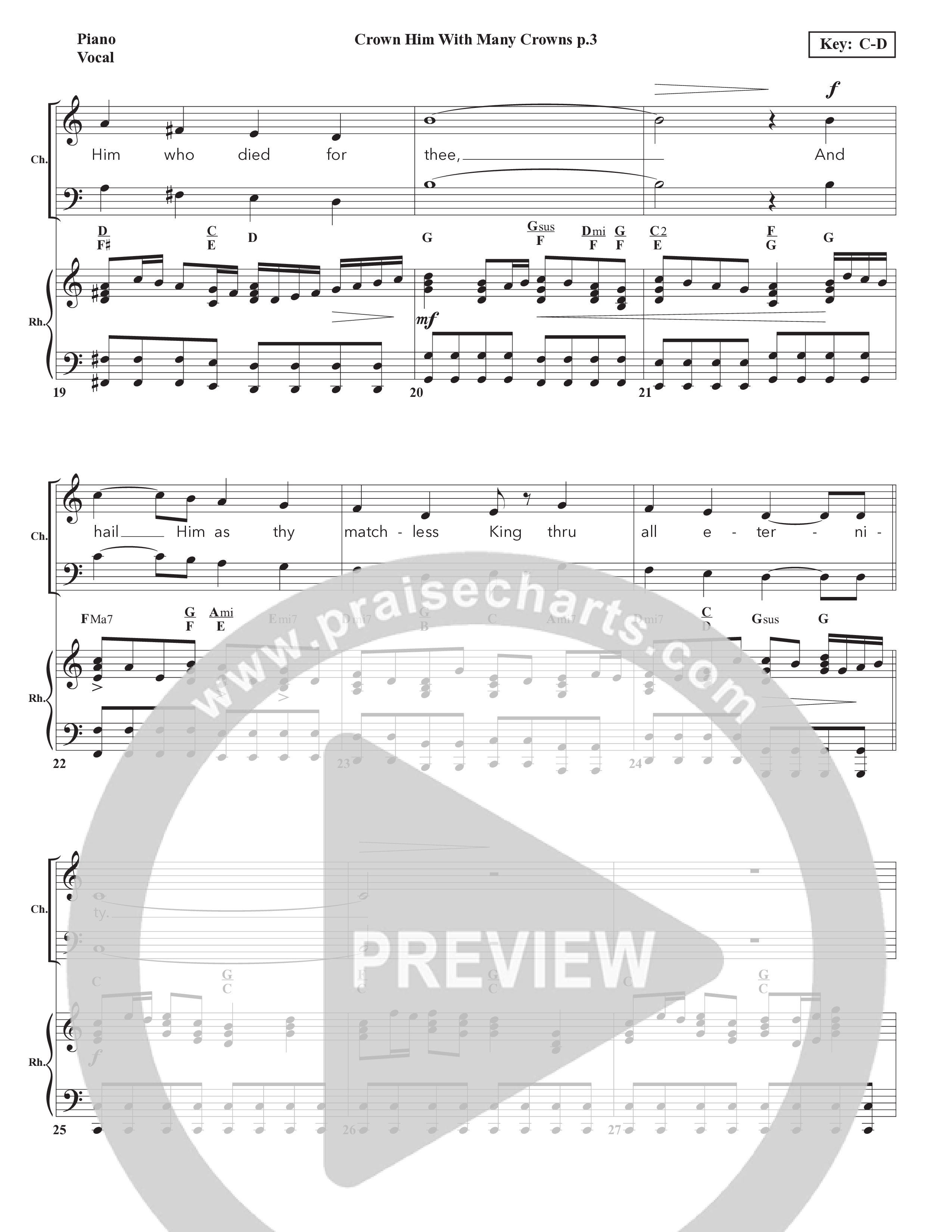 Crown Him With Many Crowns Piano/Choir (SATB) (Chris Emert)