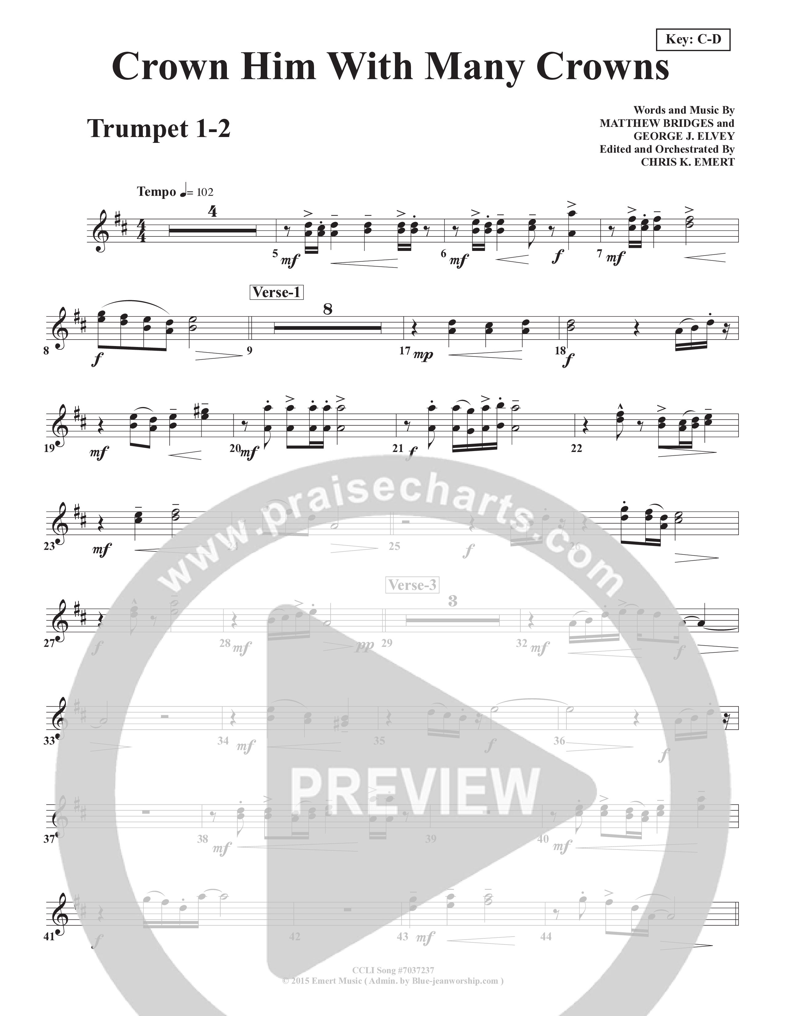 Crown Him With Many Crowns Trumpet 1,2 (Chris Emert)