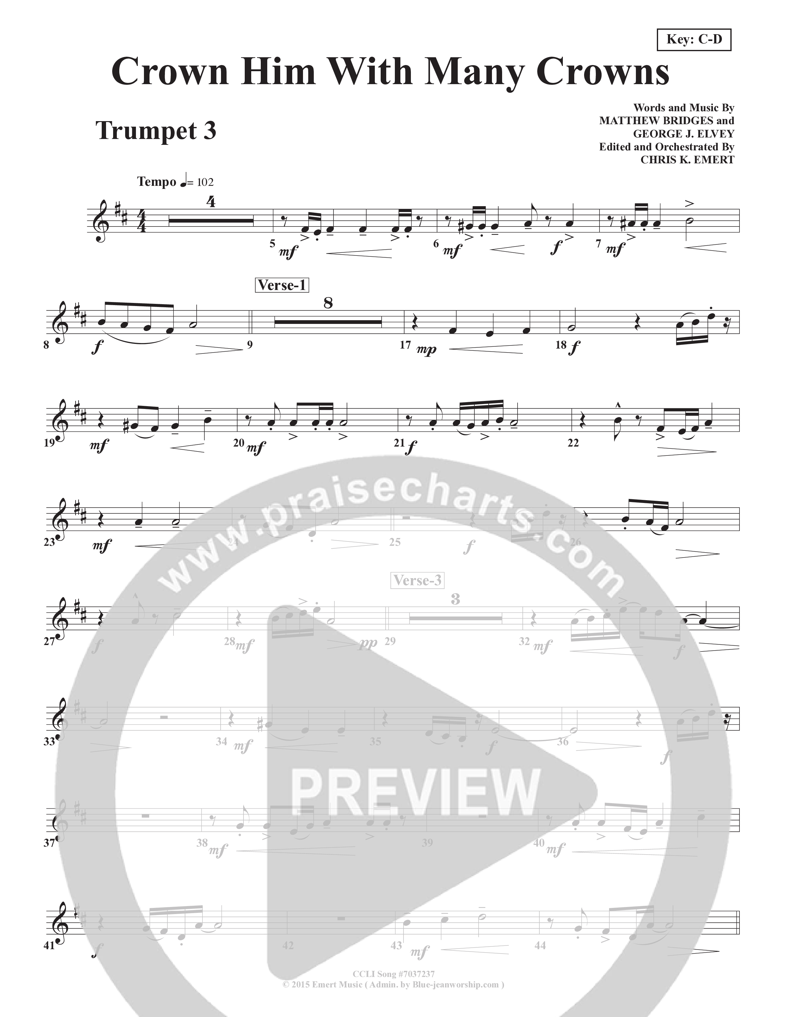 Crown Him With Many Crowns Trumpet 3 (Chris Emert)