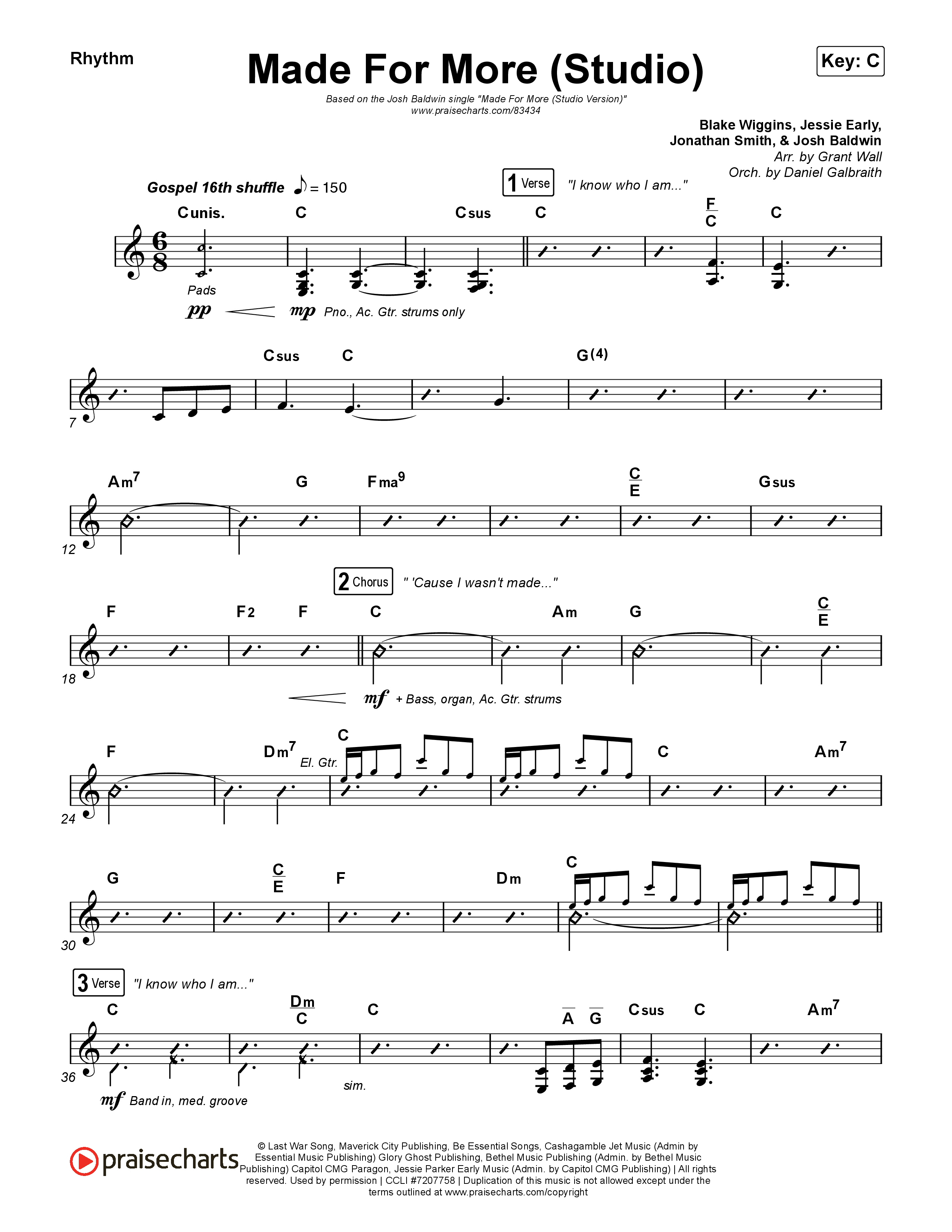 Made For More (Studio) Rhythm Chart (Josh Baldwin)