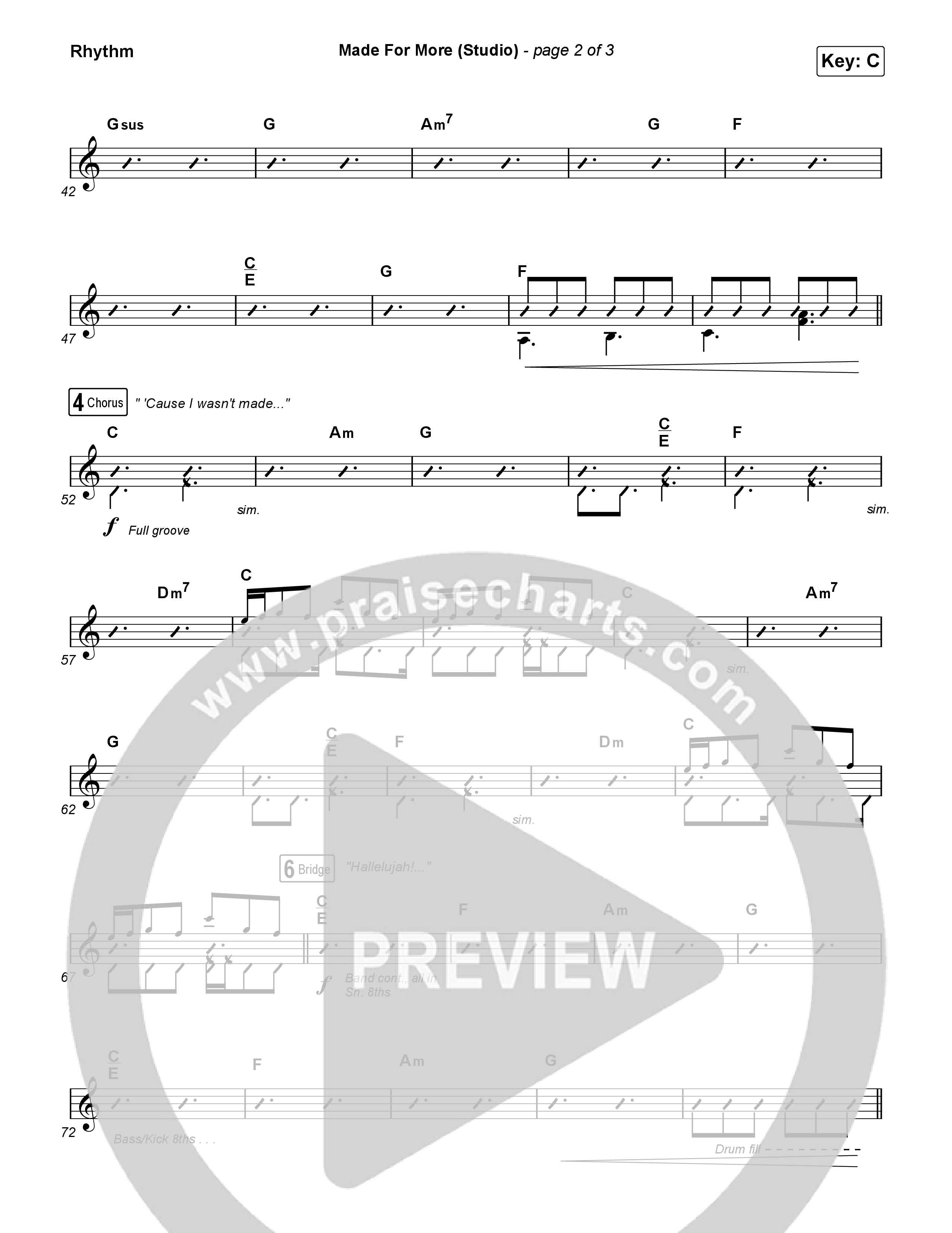 Made For More (Studio) Rhythm Chart (Josh Baldwin)