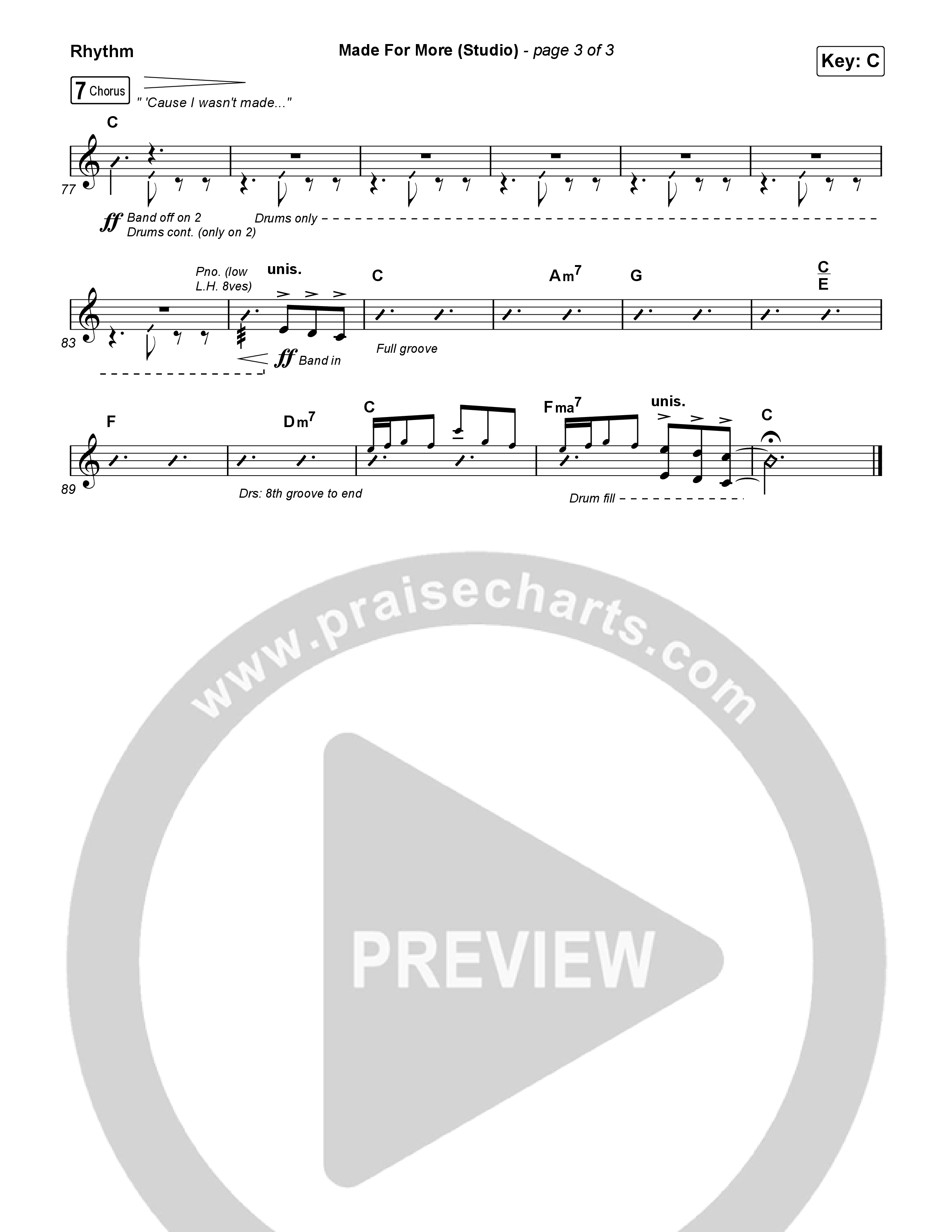 Made For More (Studio) Rhythm Chart (Josh Baldwin)