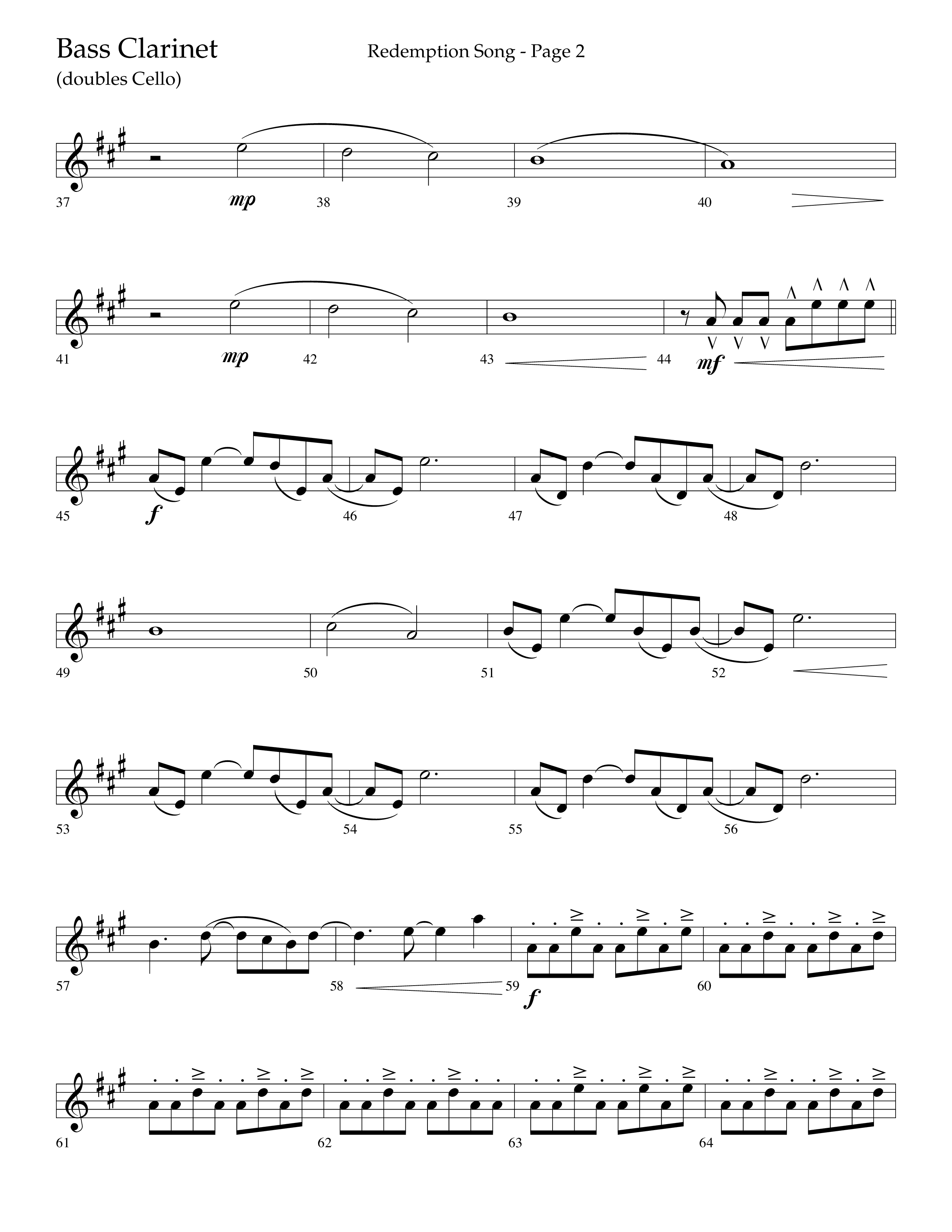 Redemption Song (Choral Anthem SATB) Bass Clarinet (Lifeway Choral / Arr. Cliff Duren)