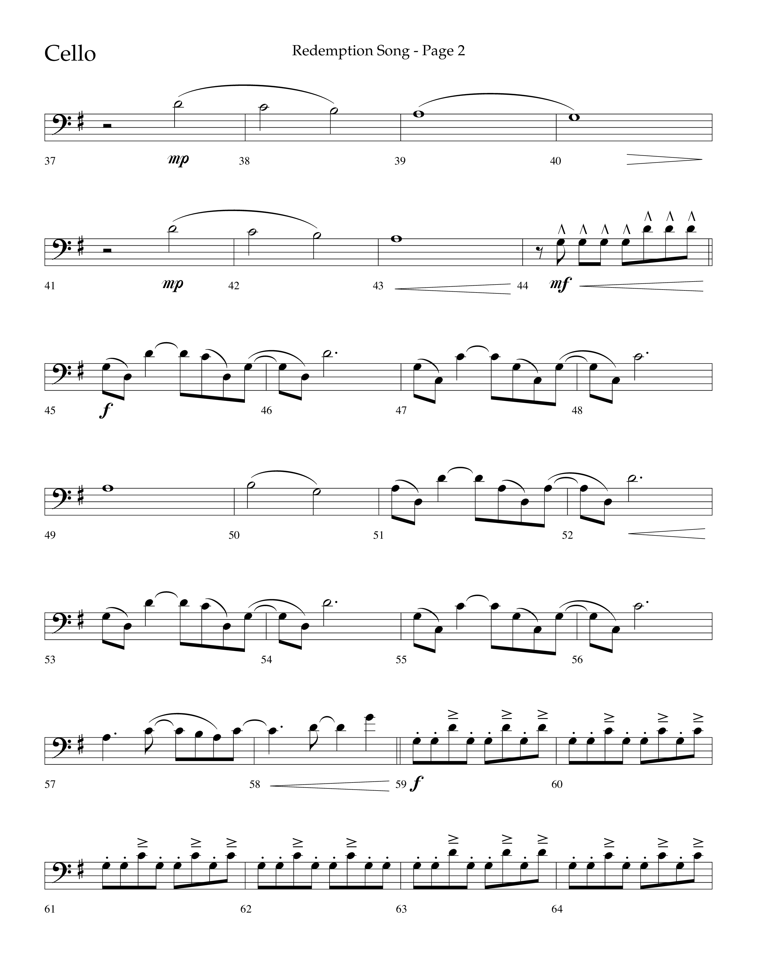 Redemption Song (Choral Anthem SATB) Cello (Lifeway Choral / Arr. Cliff Duren)