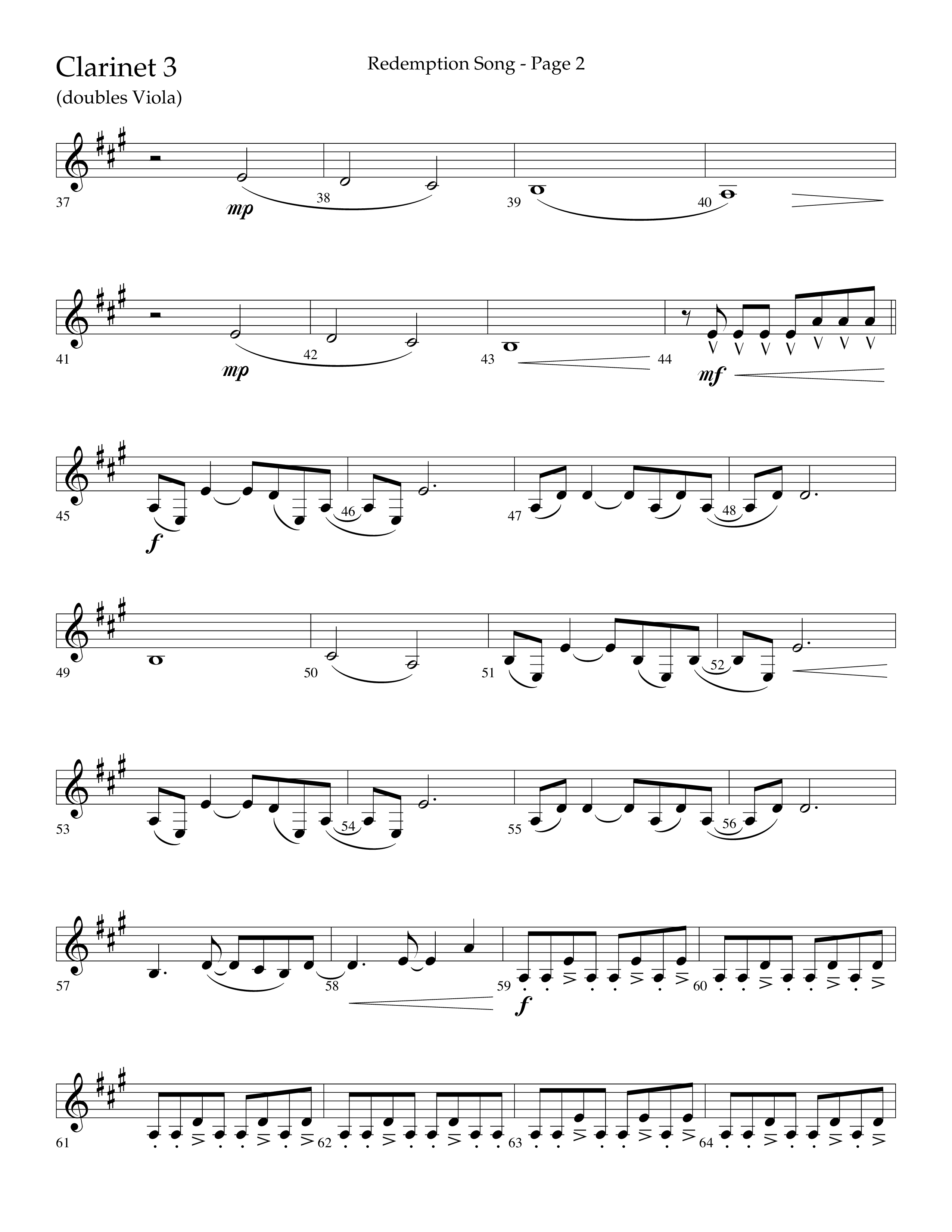 Redemption Song (Choral Anthem SATB) Clarinet 3 (Lifeway Choral / Arr. Cliff Duren)