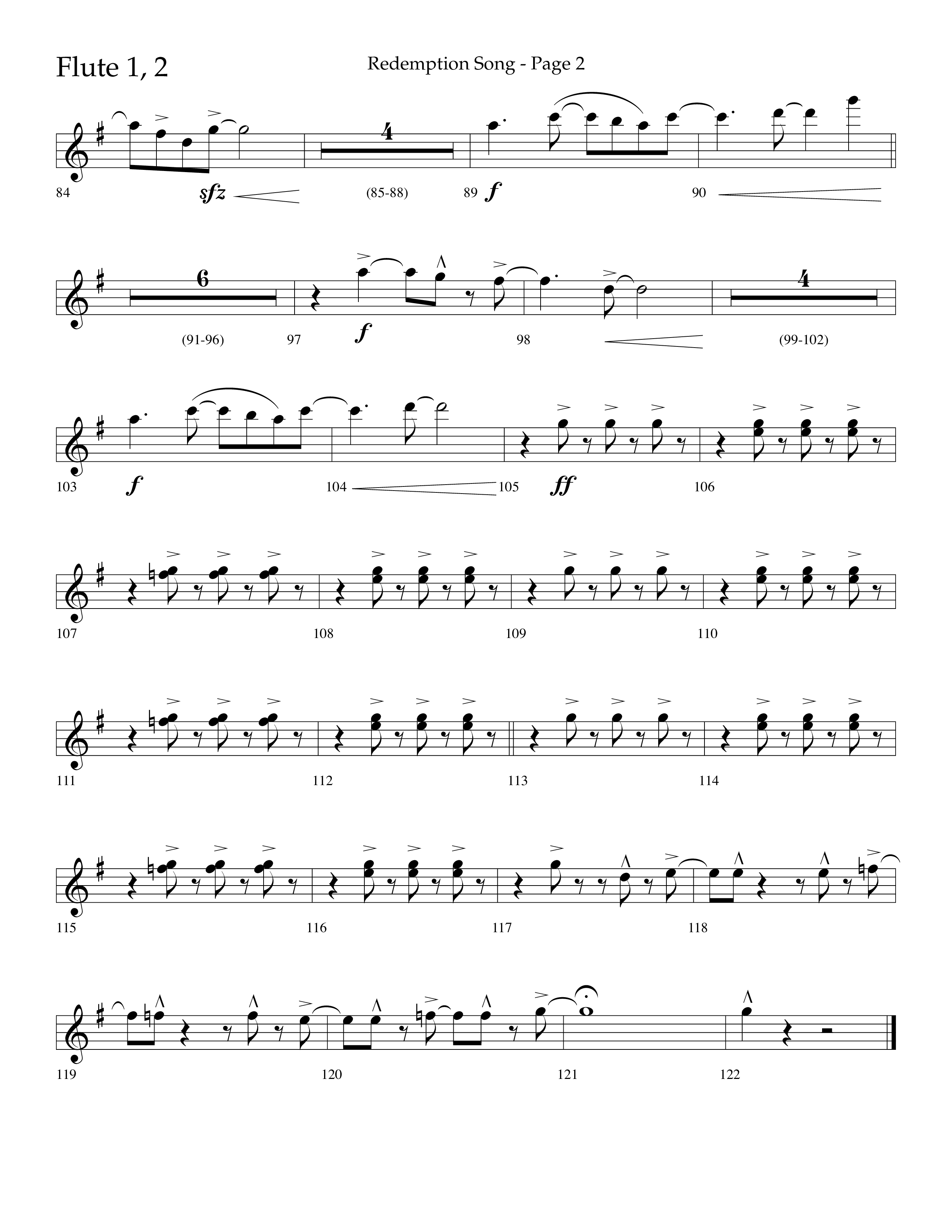 Redemption Song (Choral Anthem SATB) Flute 1/2 (Lifeway Choral / Arr. Cliff Duren)