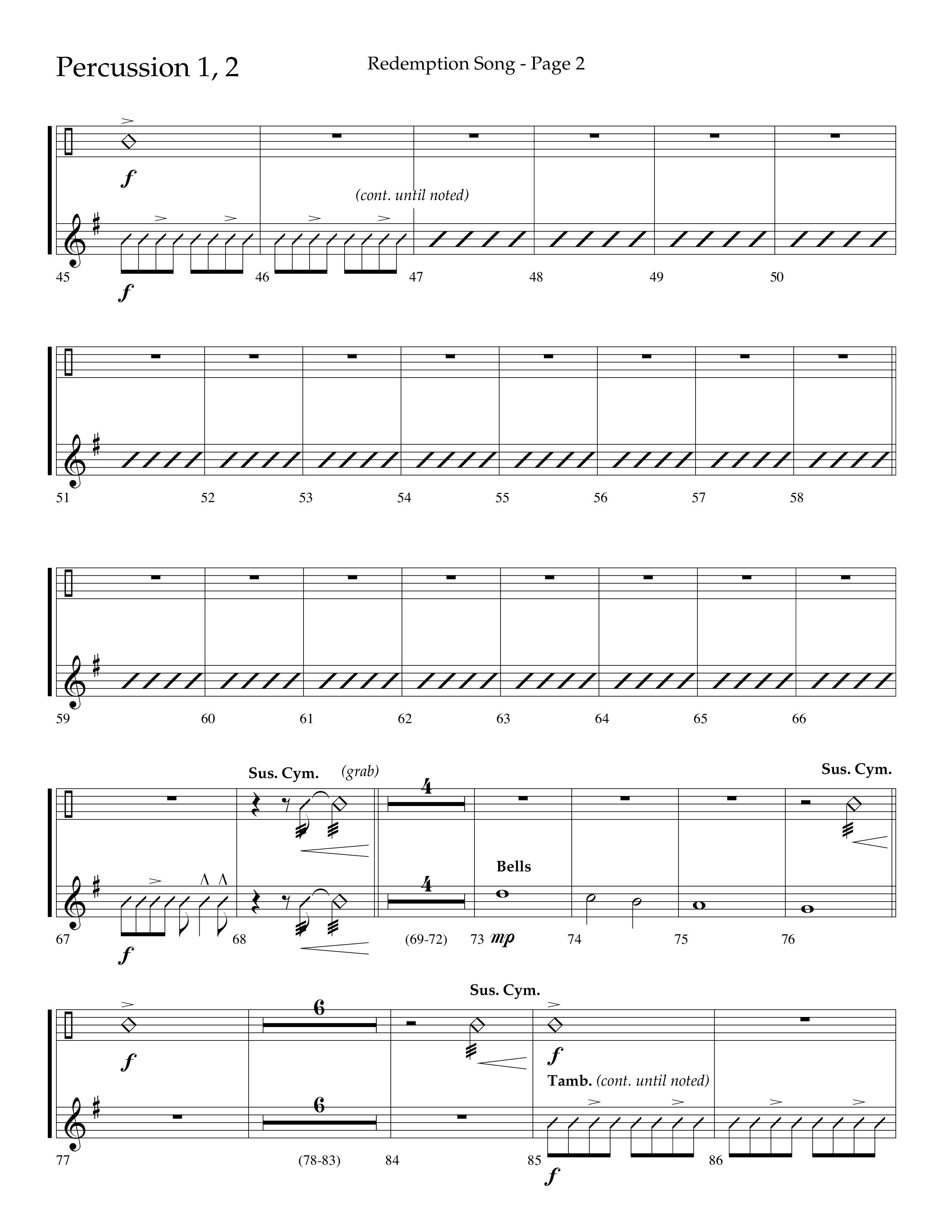 Redemption Song (Choral Anthem SATB) Percussion 1/2 (Lifeway Choral / Arr. Cliff Duren)