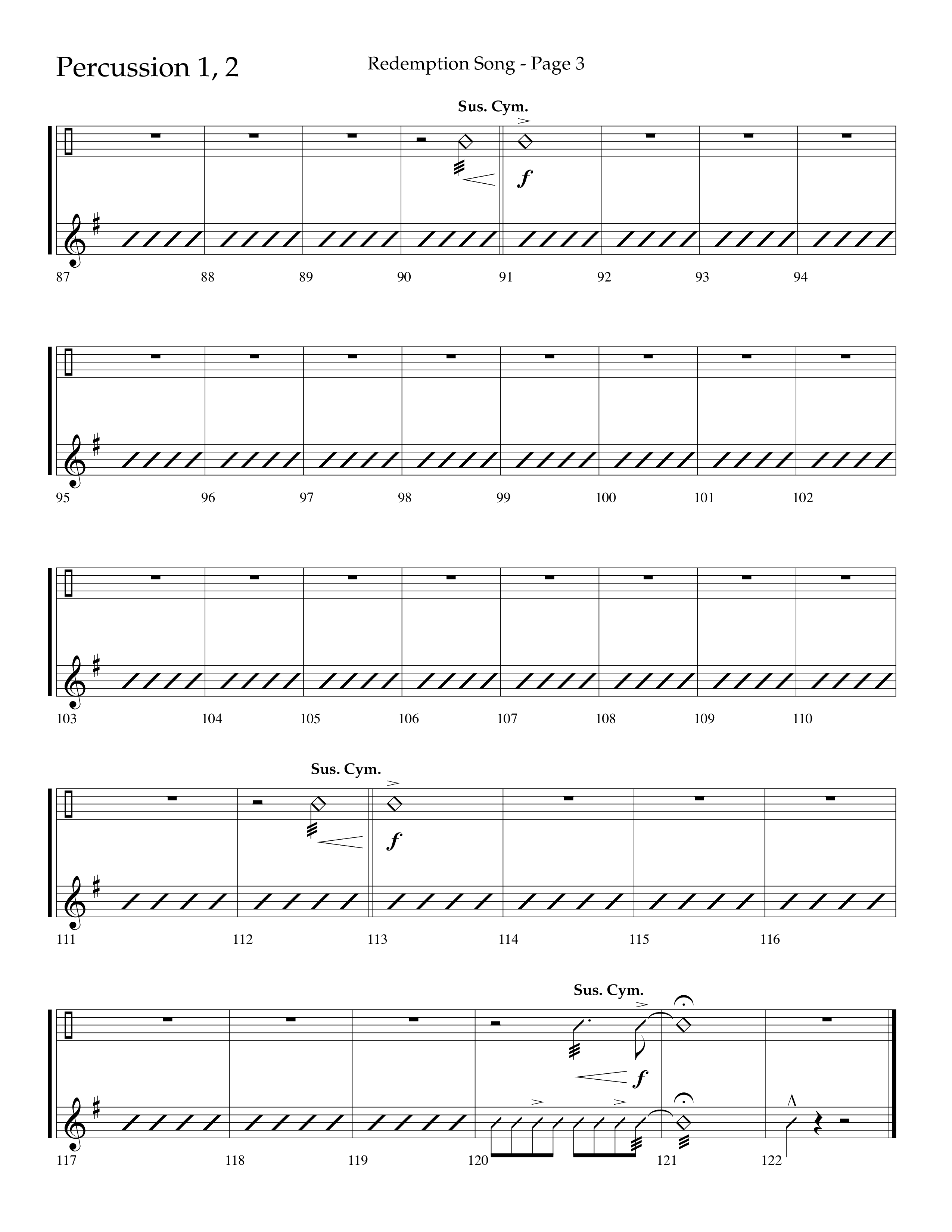 Redemption Song (Choral Anthem SATB) Percussion 1/2 (Lifeway Choral / Arr. Cliff Duren)