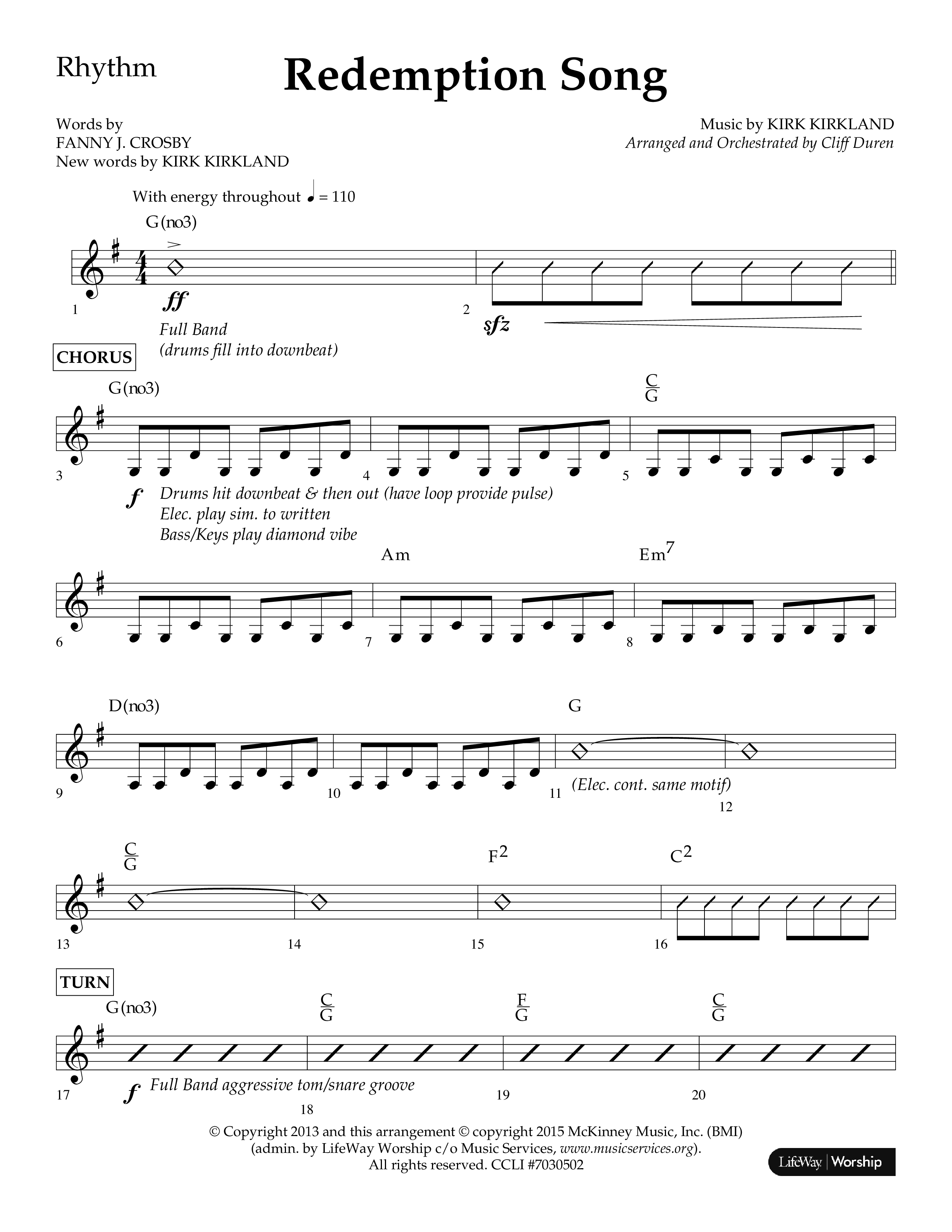 Redemption Song (Choral Anthem SATB) Lead Melody & Rhythm (Lifeway Choral / Arr. Cliff Duren)