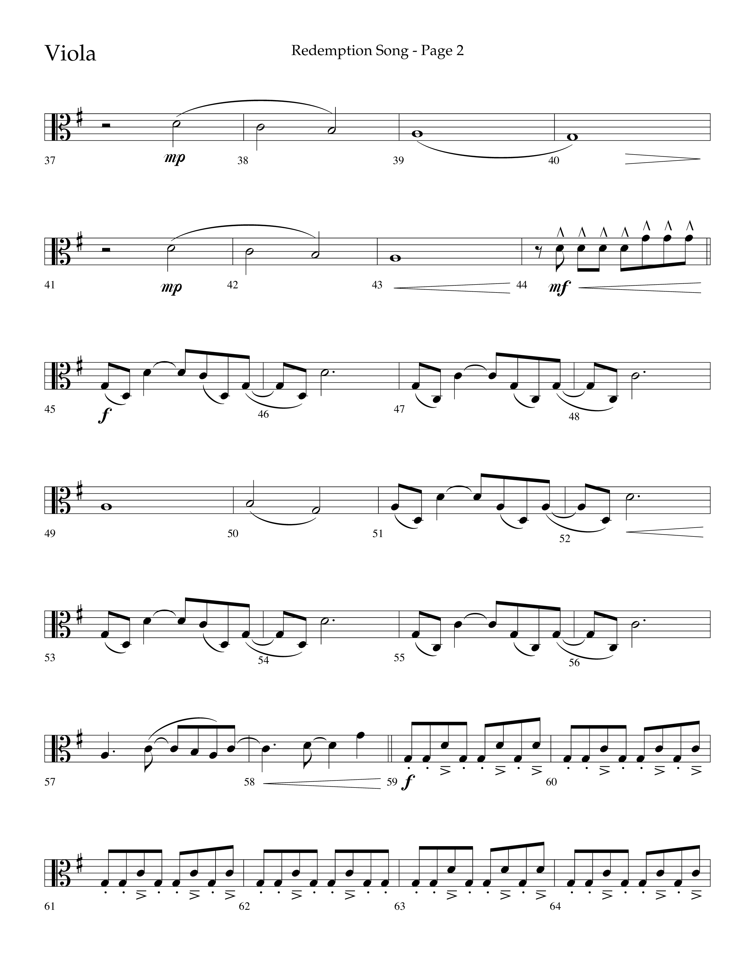 Redemption Song (Choral Anthem SATB) Viola (Lifeway Choral / Arr. Cliff Duren)