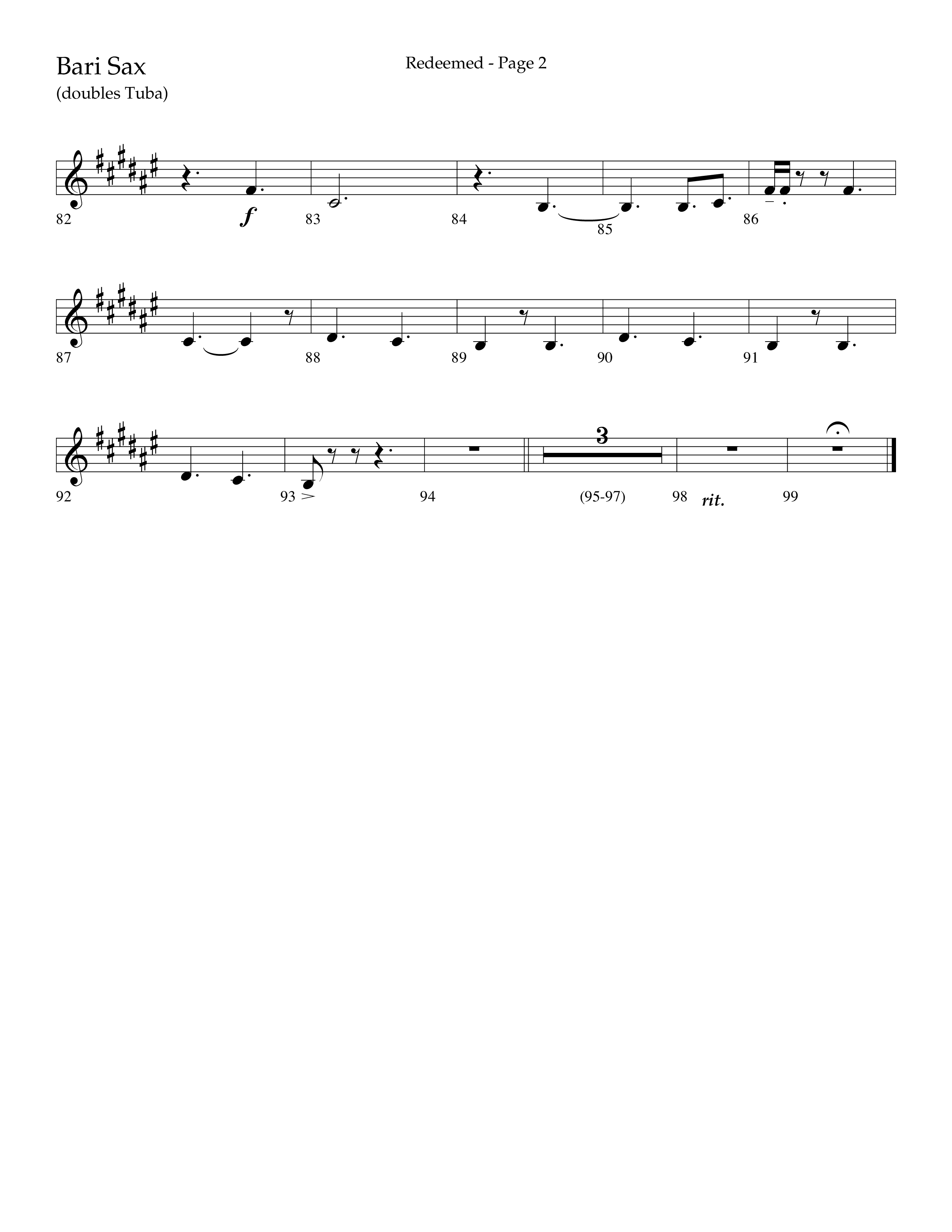 Redeemed (Choral Anthem SATB) Bari Sax (Lifeway Choral / Arr. Danny Zaloudik)