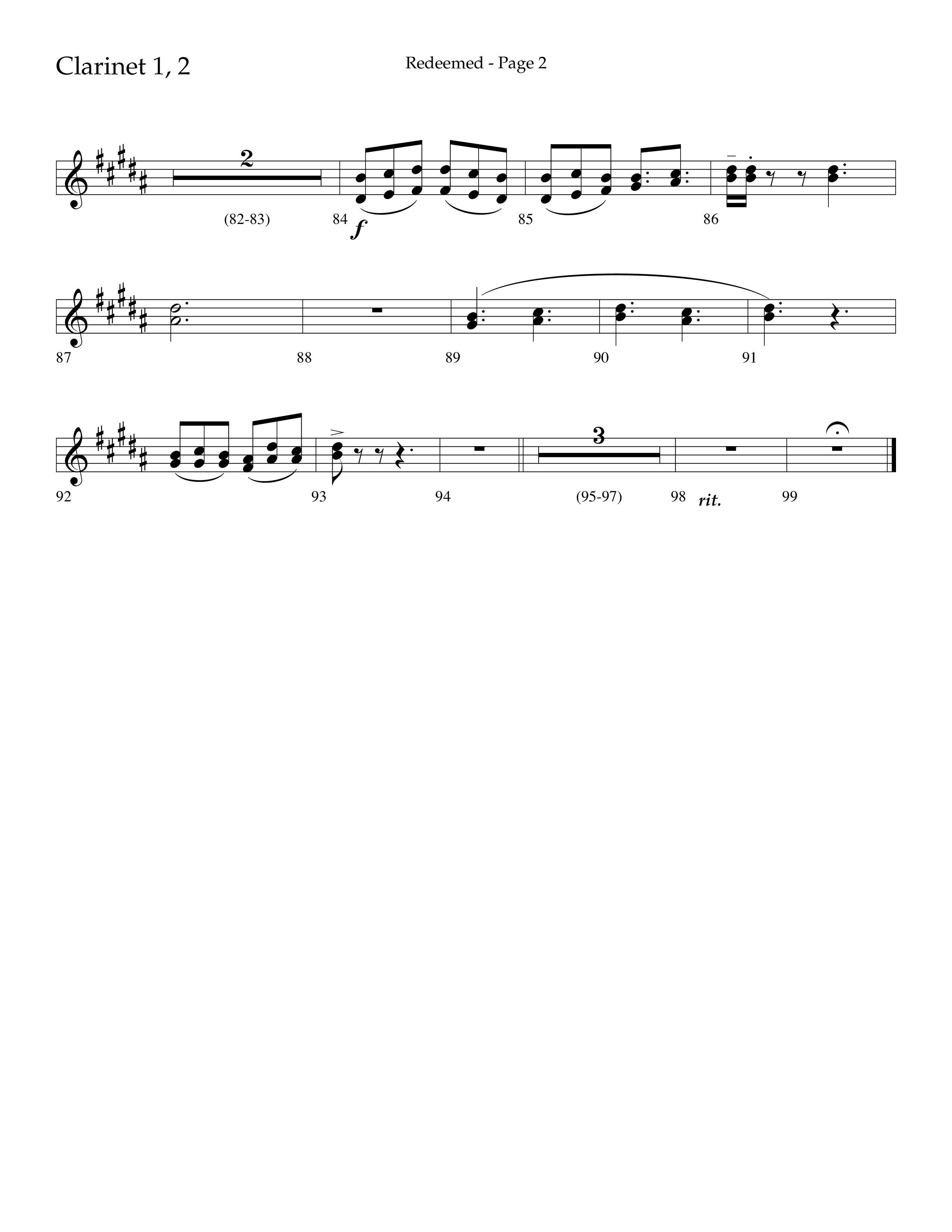 Redeemed (Choral Anthem SATB) Clarinet 1/2 (Lifeway Choral / Arr. Danny Zaloudik)