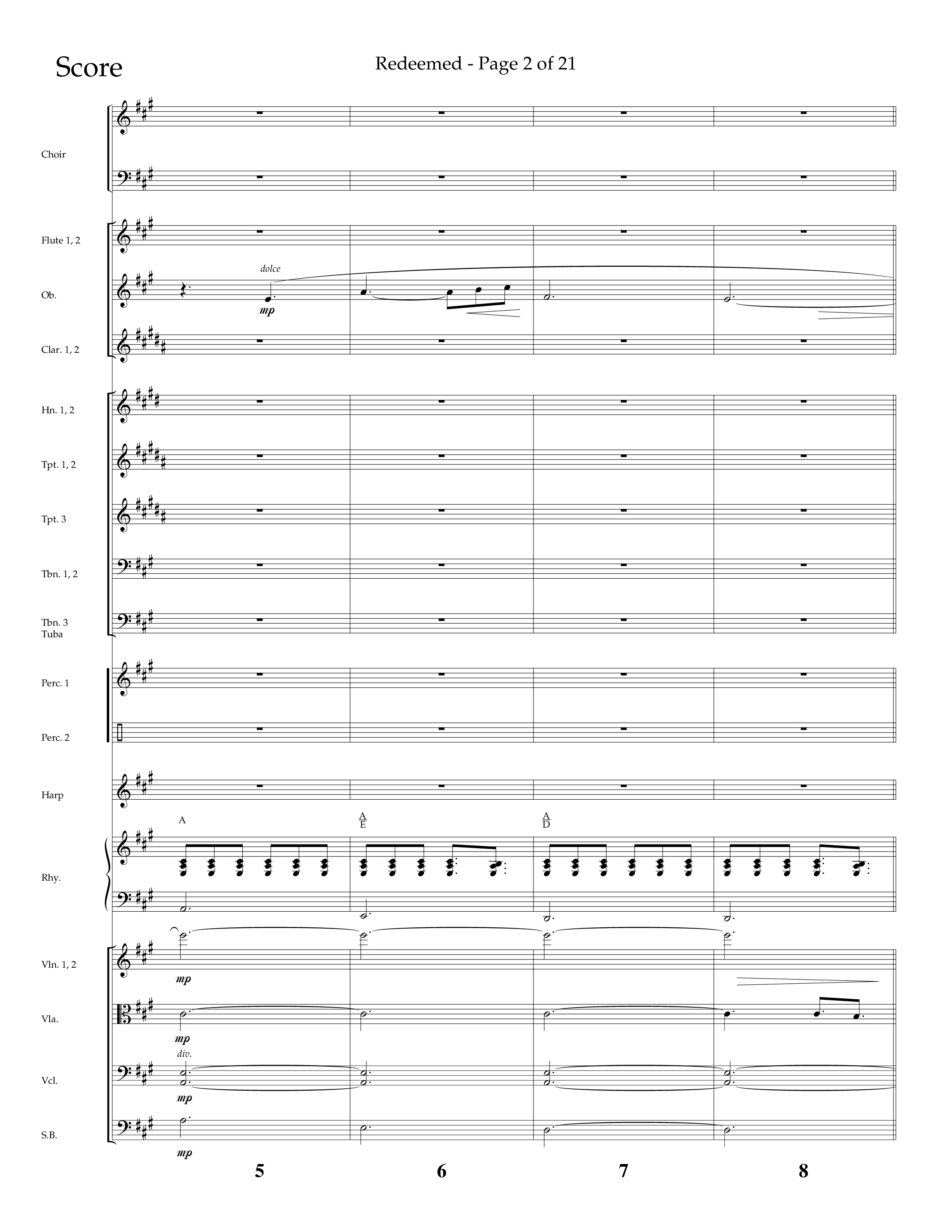 Redeemed (Choral Anthem SATB) Orchestration (Lifeway Choral / Arr. Danny Zaloudik)