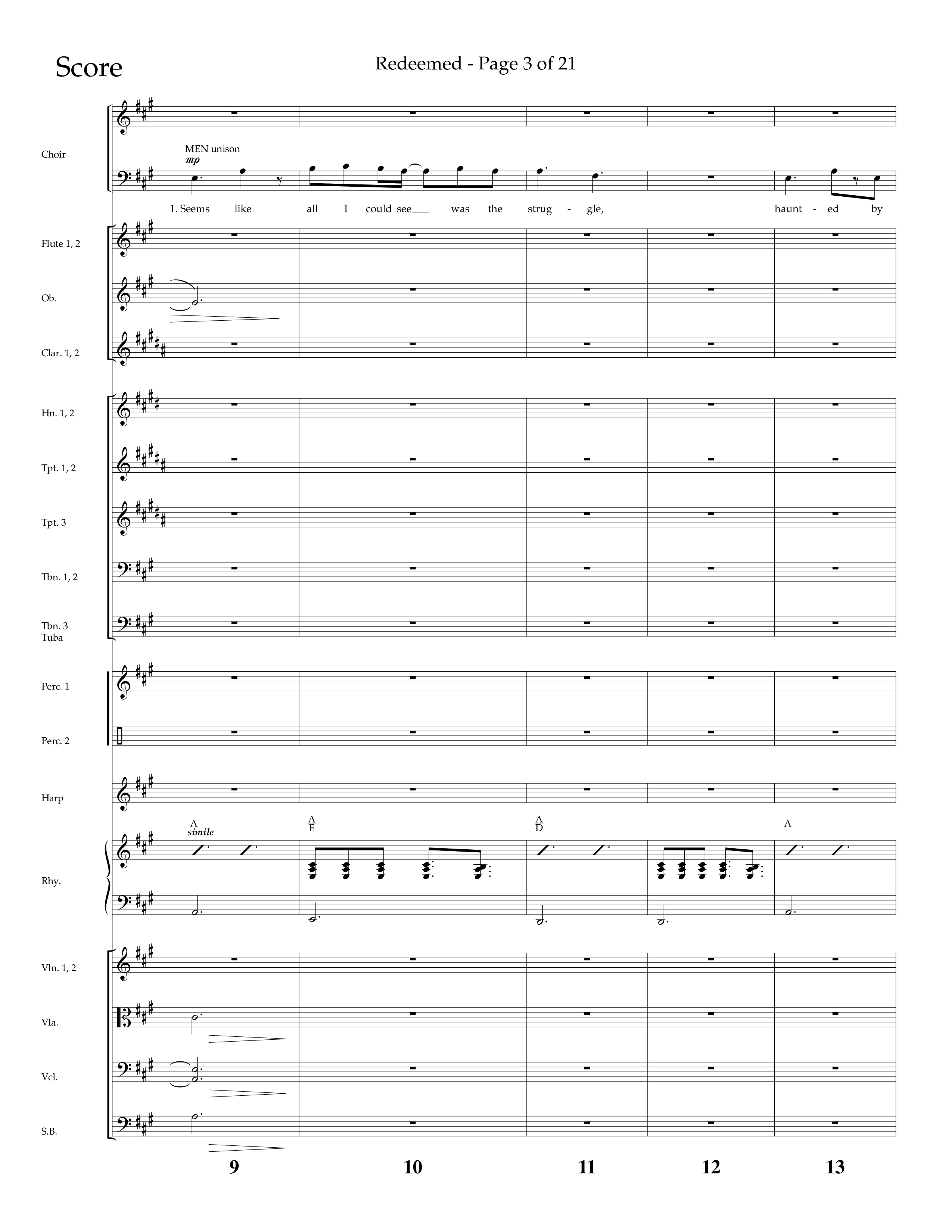 Redeemed (Choral Anthem SATB) Orchestration (Lifeway Choral / Arr. Danny Zaloudik)