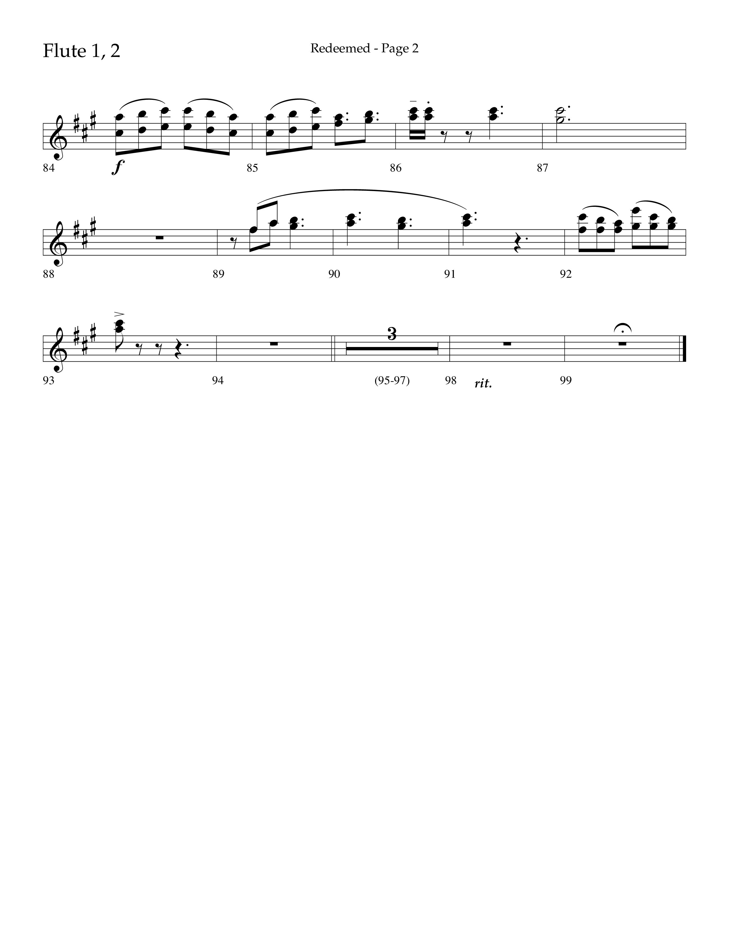 Redeemed (Choral Anthem SATB) Flute 1/2 (Lifeway Choral / Arr. Danny Zaloudik)