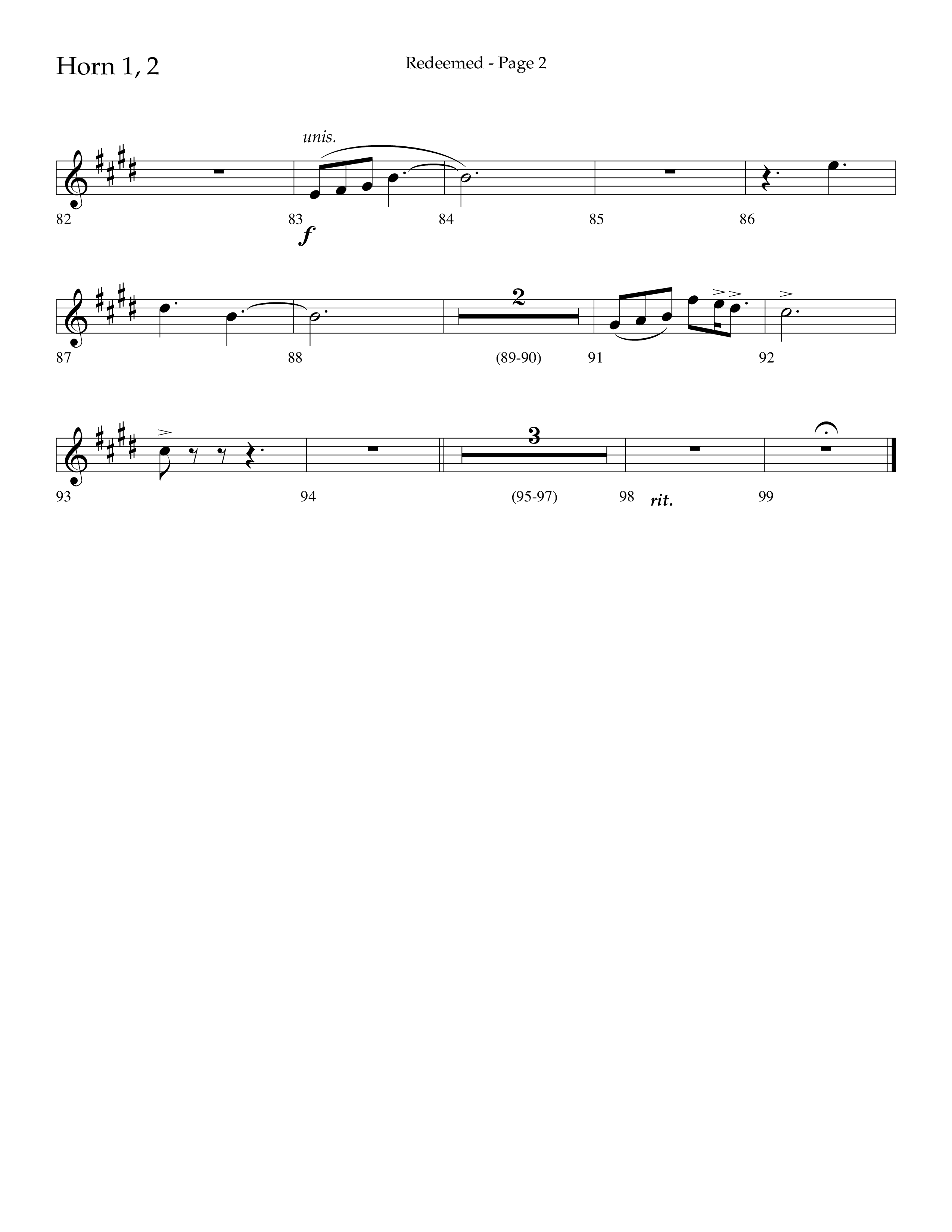 Redeemed (Choral Anthem SATB) French Horn 1/2 (Lifeway Choral / Arr. Danny Zaloudik)