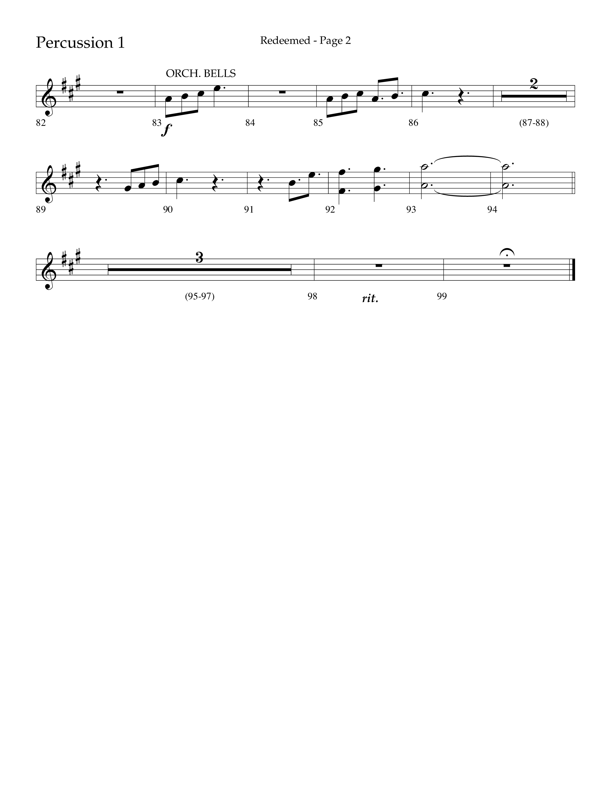 Redeemed (Choral Anthem SATB) Percussion 1/2 (Lifeway Choral / Arr. Danny Zaloudik)