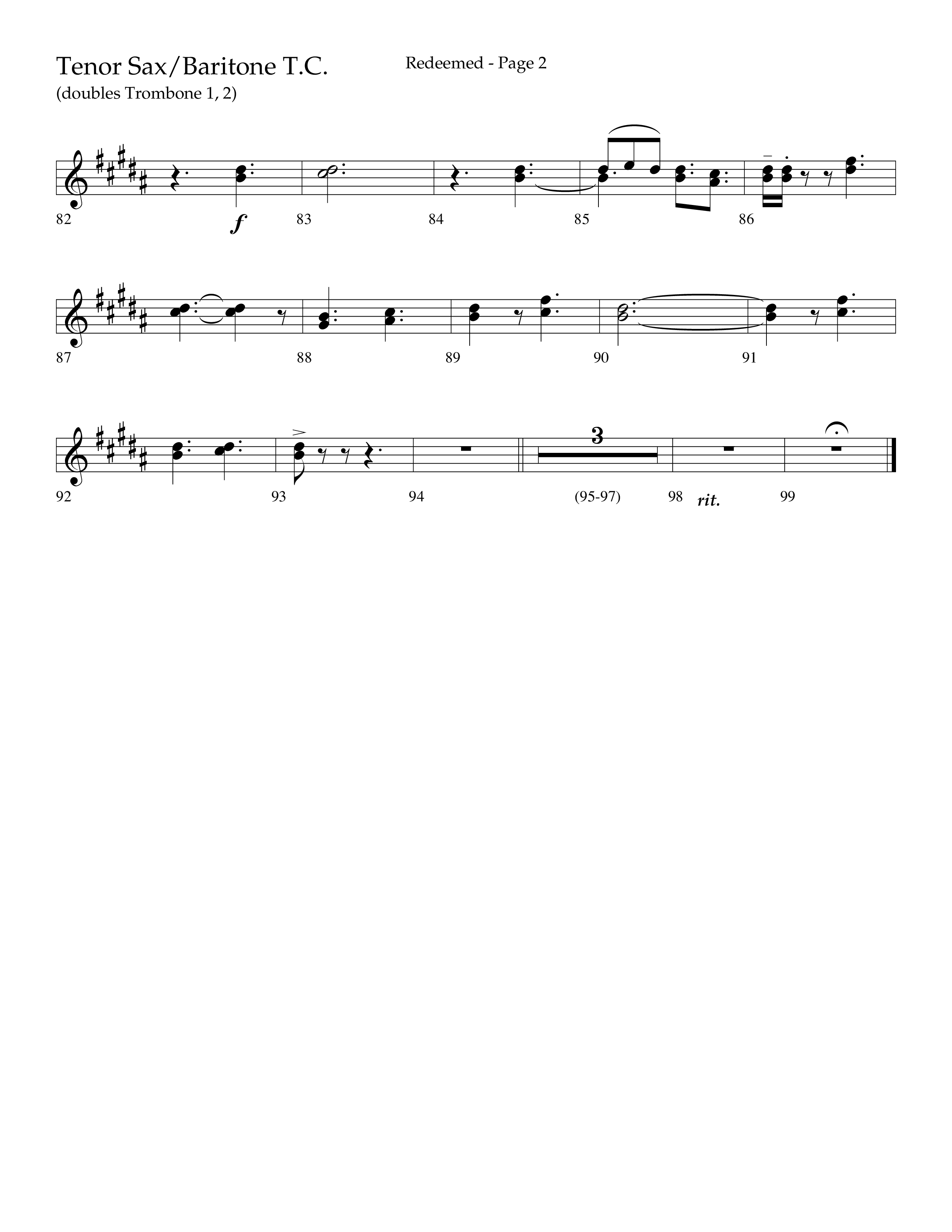 Redeemed (Choral Anthem SATB) Tenor Sax/Baritone T.C. (Lifeway Choral / Arr. Danny Zaloudik)