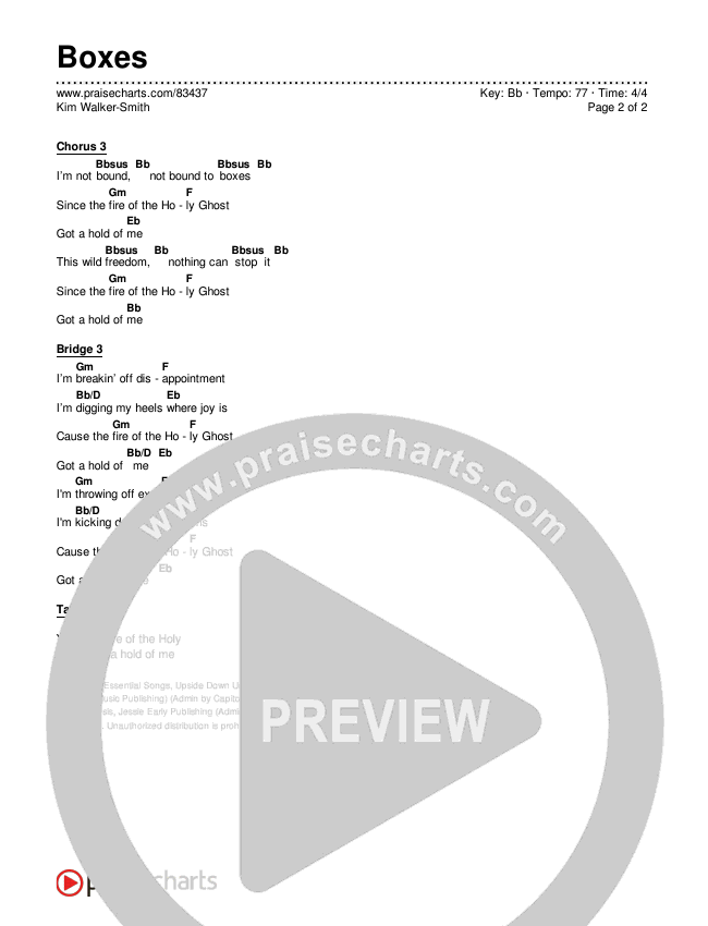 Boxes Chords & Lyrics (Kim Walker-Smith)