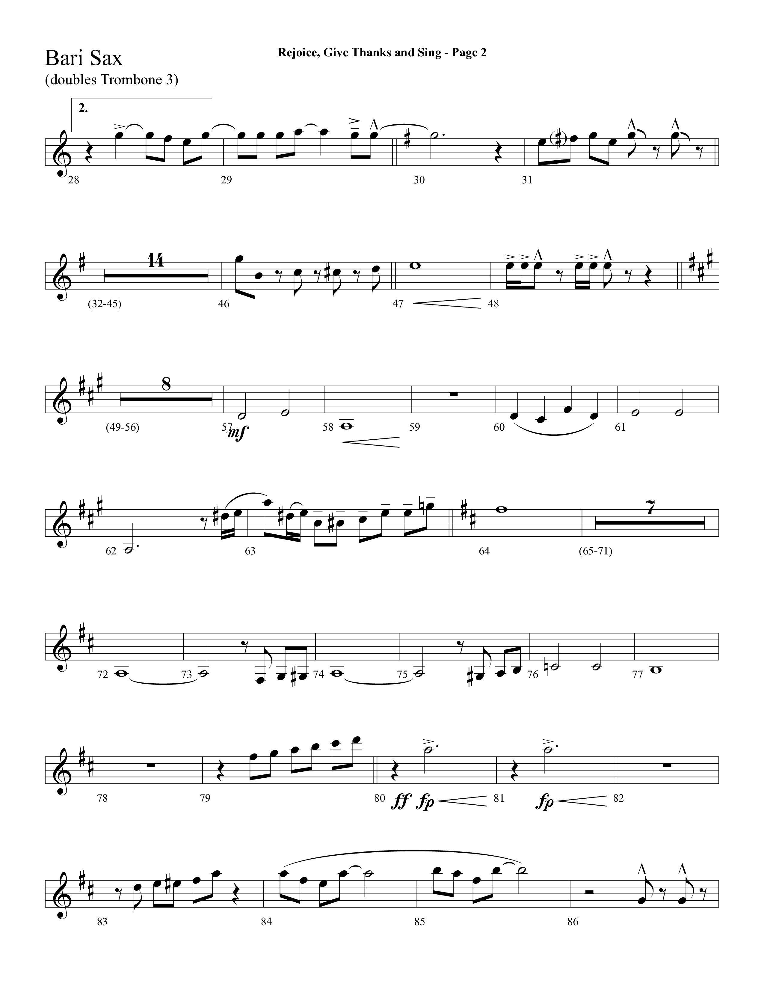 Rejoice, Give Thanks And Sing (with Rejoice, The Lord Is King, Come, Thou Almighty King) (Choral Anthem SATB) Bari Sax (Lifeway Choral / Arr. Dave Williamson)