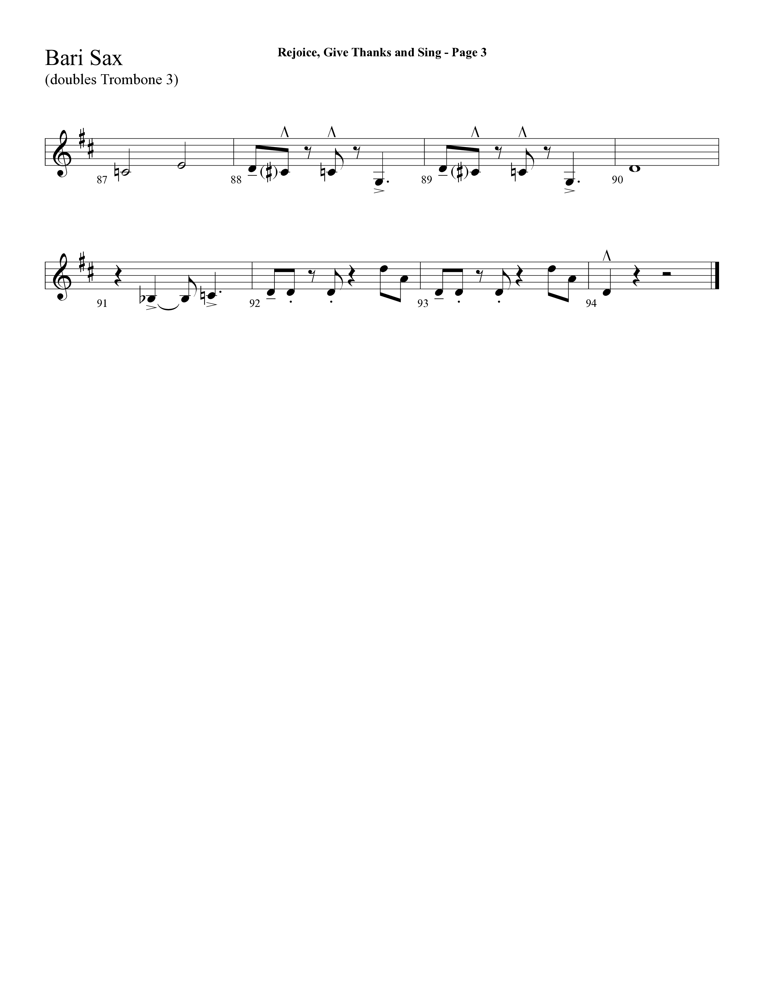 Rejoice, Give Thanks And Sing (with Rejoice, The Lord Is King, Come, Thou Almighty King) (Choral Anthem SATB) Bari Sax (Lifeway Choral / Arr. Dave Williamson)