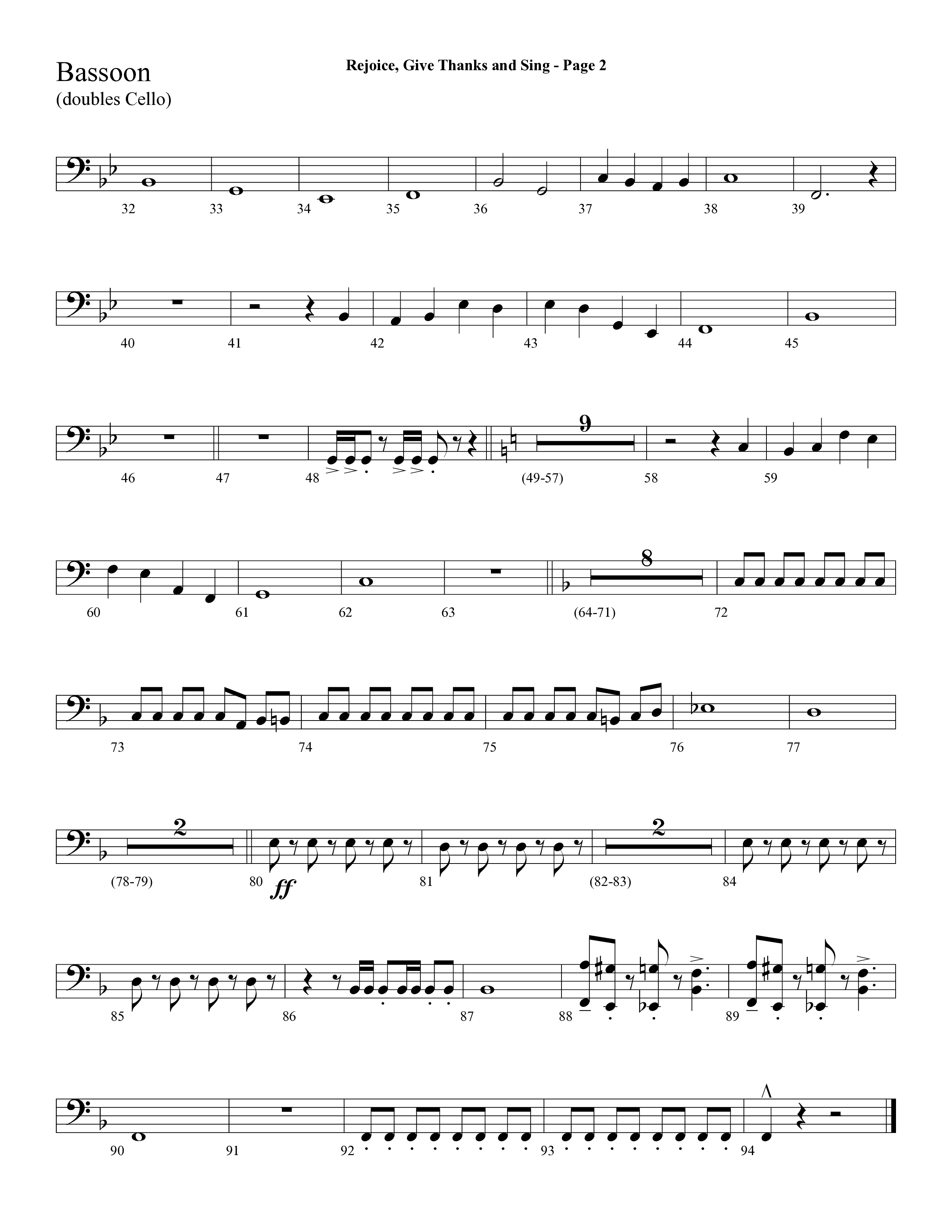Rejoice, Give Thanks And Sing (with Rejoice, The Lord Is King, Come, Thou Almighty King) (Choral Anthem SATB) Bassoon (Lifeway Choral / Arr. Dave Williamson)