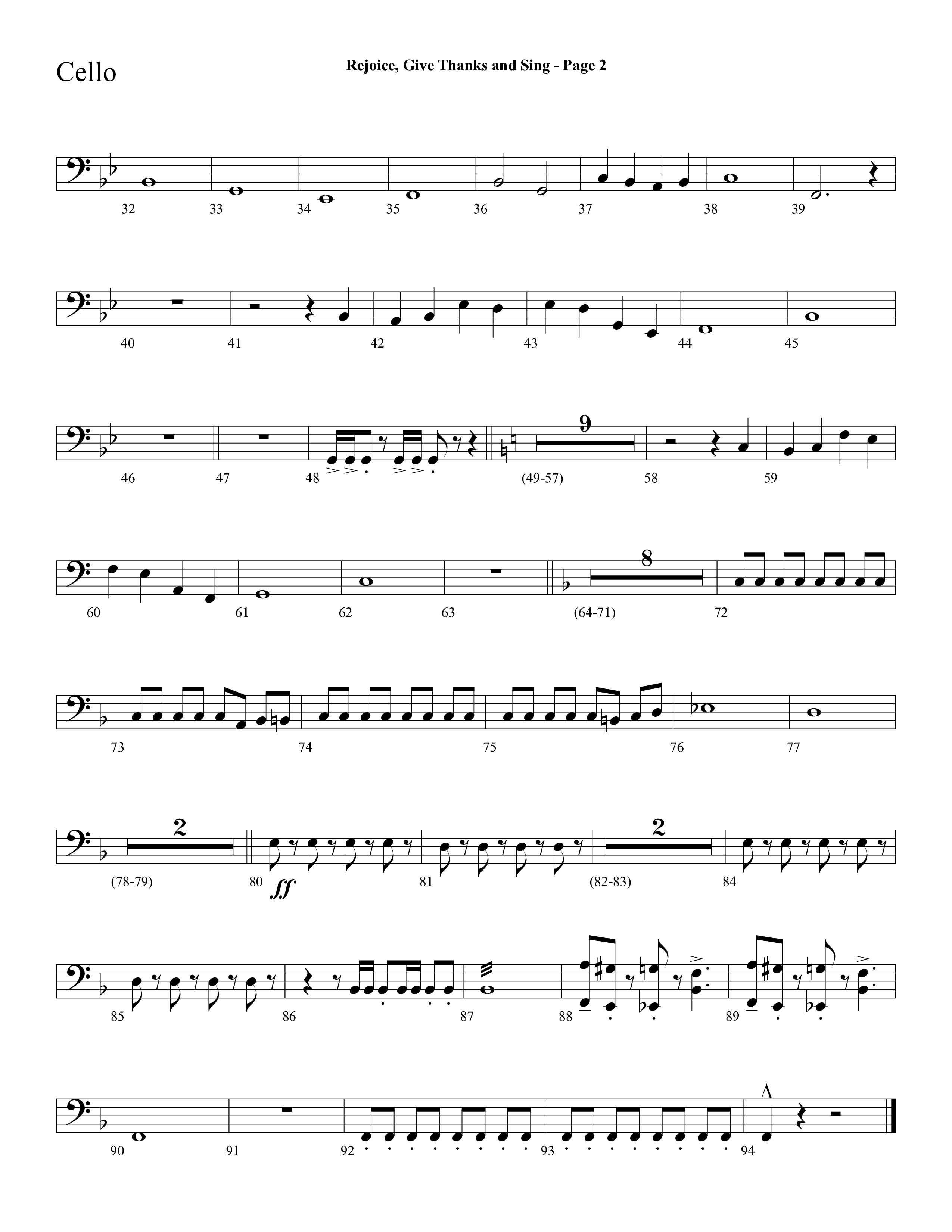 Rejoice, Give Thanks And Sing (with Rejoice, The Lord Is King, Come, Thou Almighty King) (Choral Anthem SATB) Cello (Lifeway Choral / Arr. Dave Williamson)