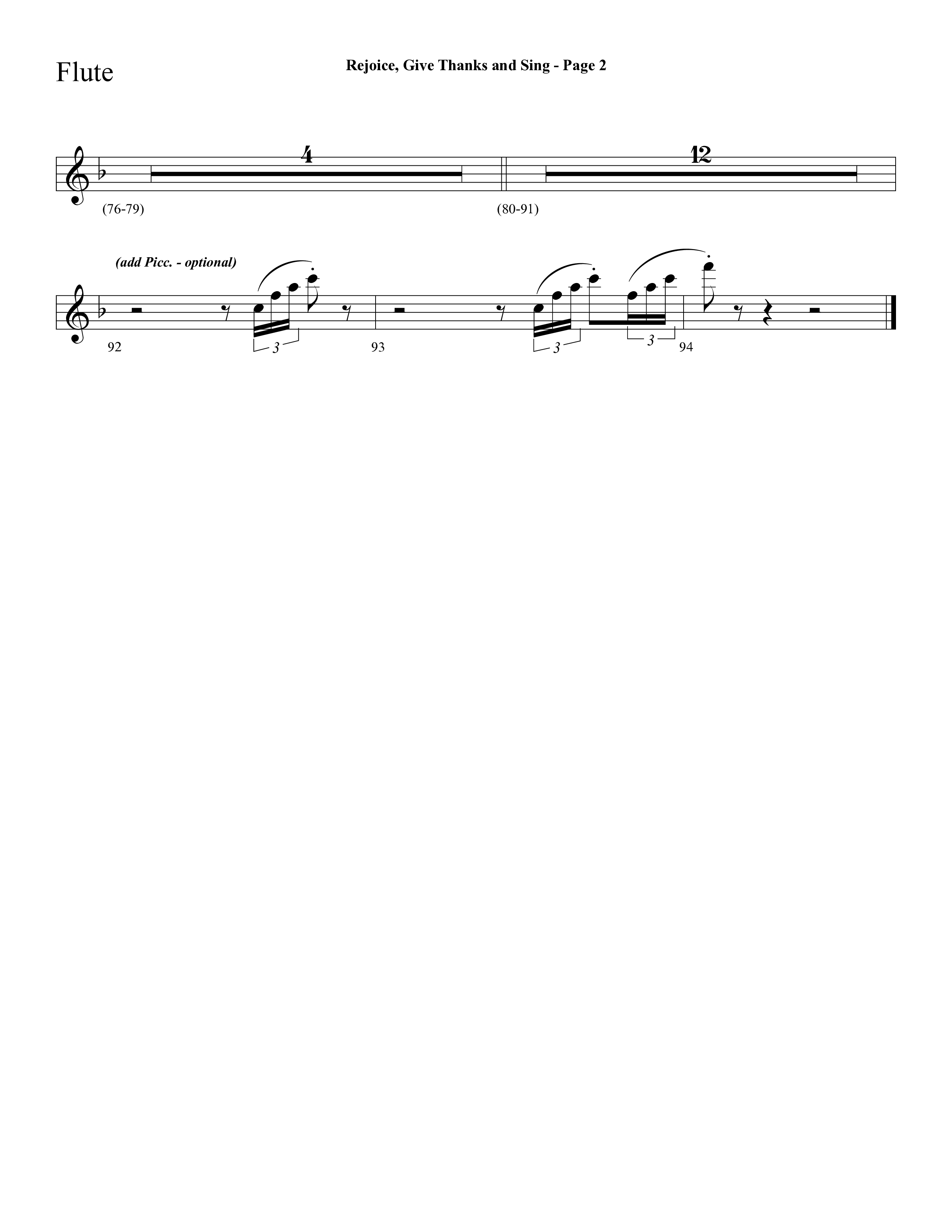 Rejoice, Give Thanks And Sing (with Rejoice, The Lord Is King, Come, Thou Almighty King) (Choral Anthem SATB) Flute (Lifeway Choral / Arr. Dave Williamson)
