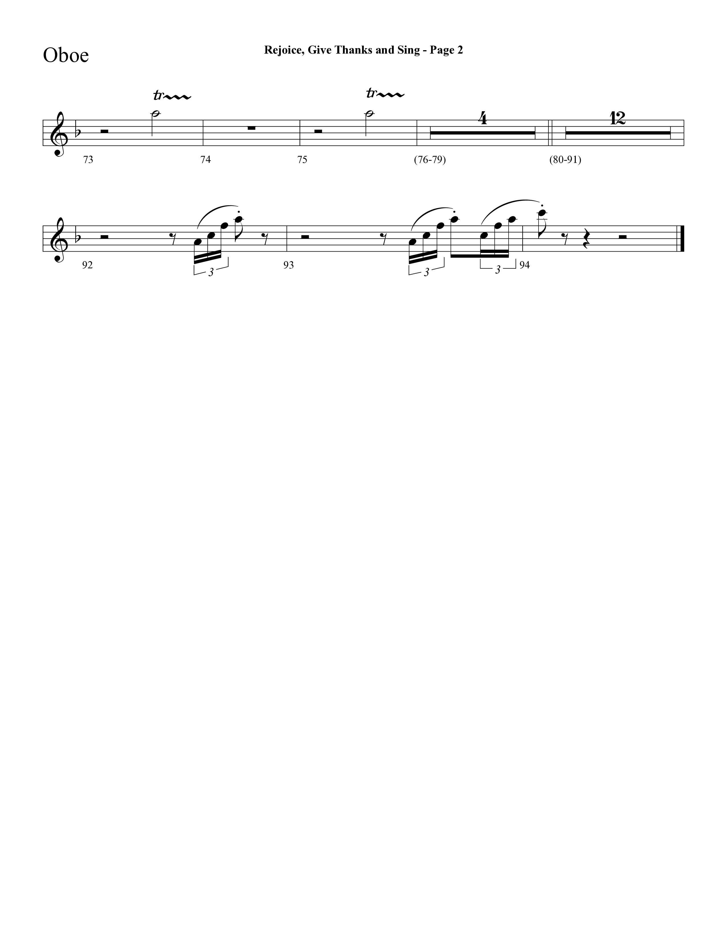 Rejoice, Give Thanks And Sing (with Rejoice, The Lord Is King, Come, Thou Almighty King) (Choral Anthem SATB) Oboe (Lifeway Choral / Arr. Dave Williamson)