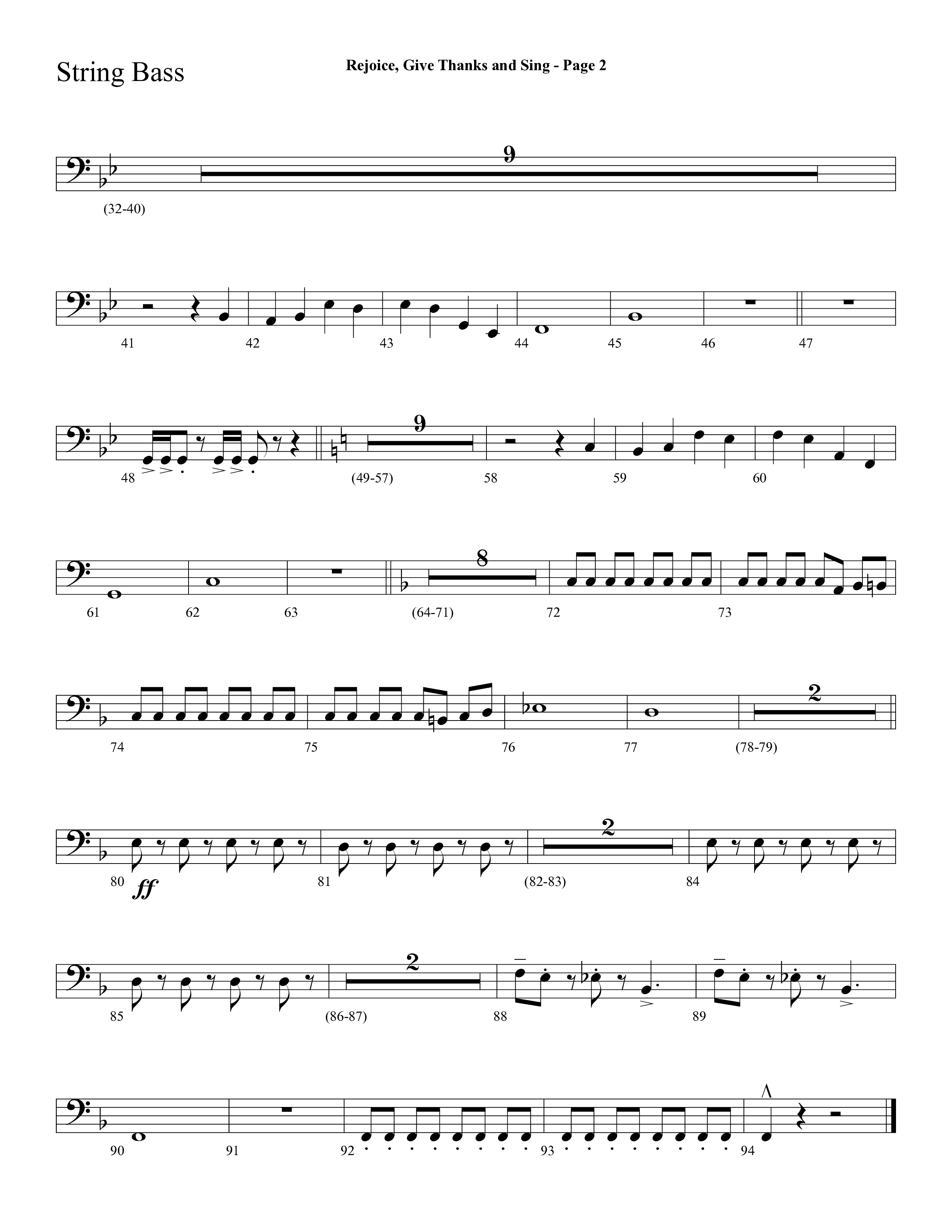 Rejoice, Give Thanks And Sing (with Rejoice, The Lord Is King, Come, Thou Almighty King) (Choral Anthem SATB) String Bass (Lifeway Choral / Arr. Dave Williamson)