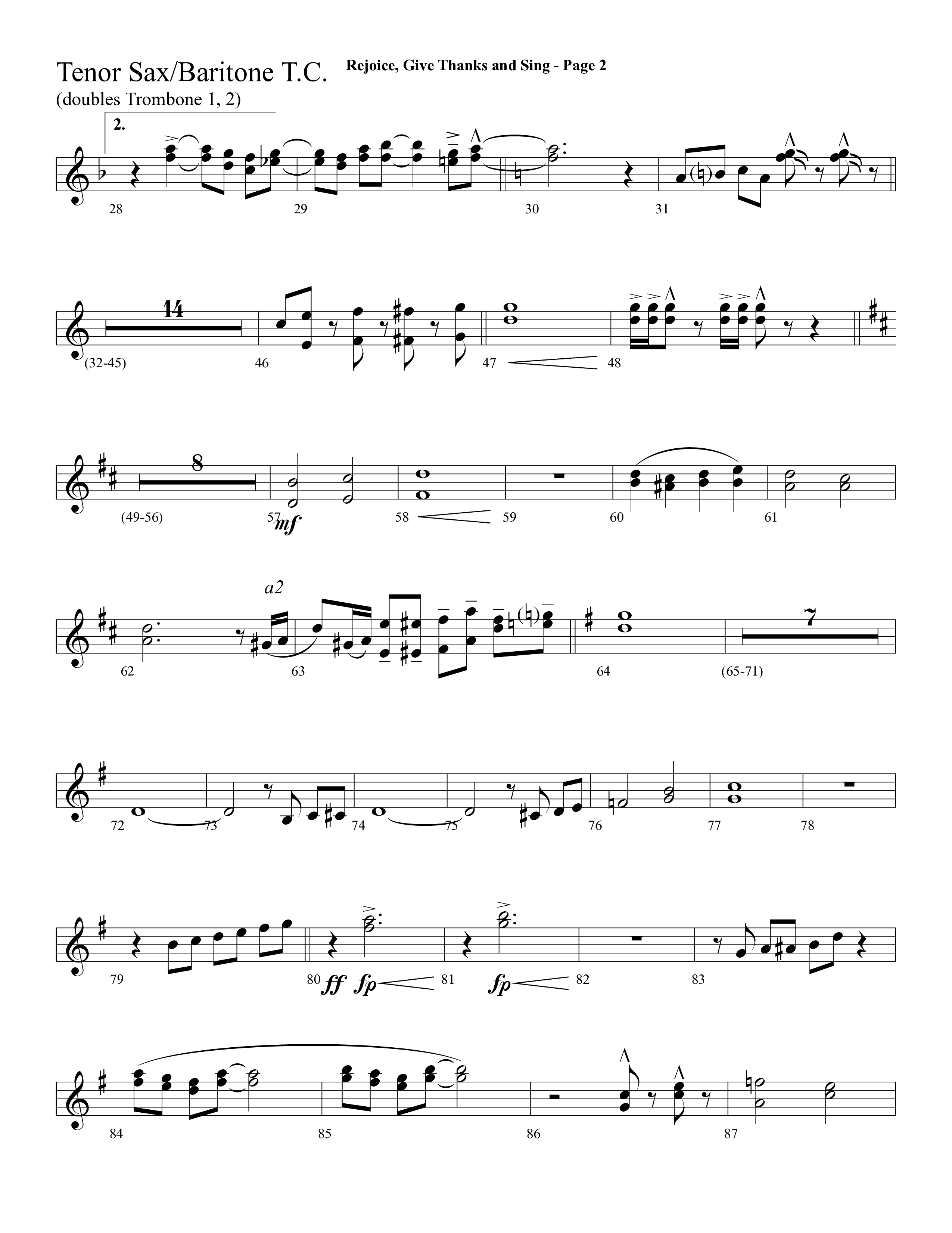 Rejoice, Give Thanks And Sing (with Rejoice, The Lord Is King, Come, Thou Almighty King) (Choral Anthem SATB) Tenor Sax/Baritone T.C. (Lifeway Choral / Arr. Dave Williamson)