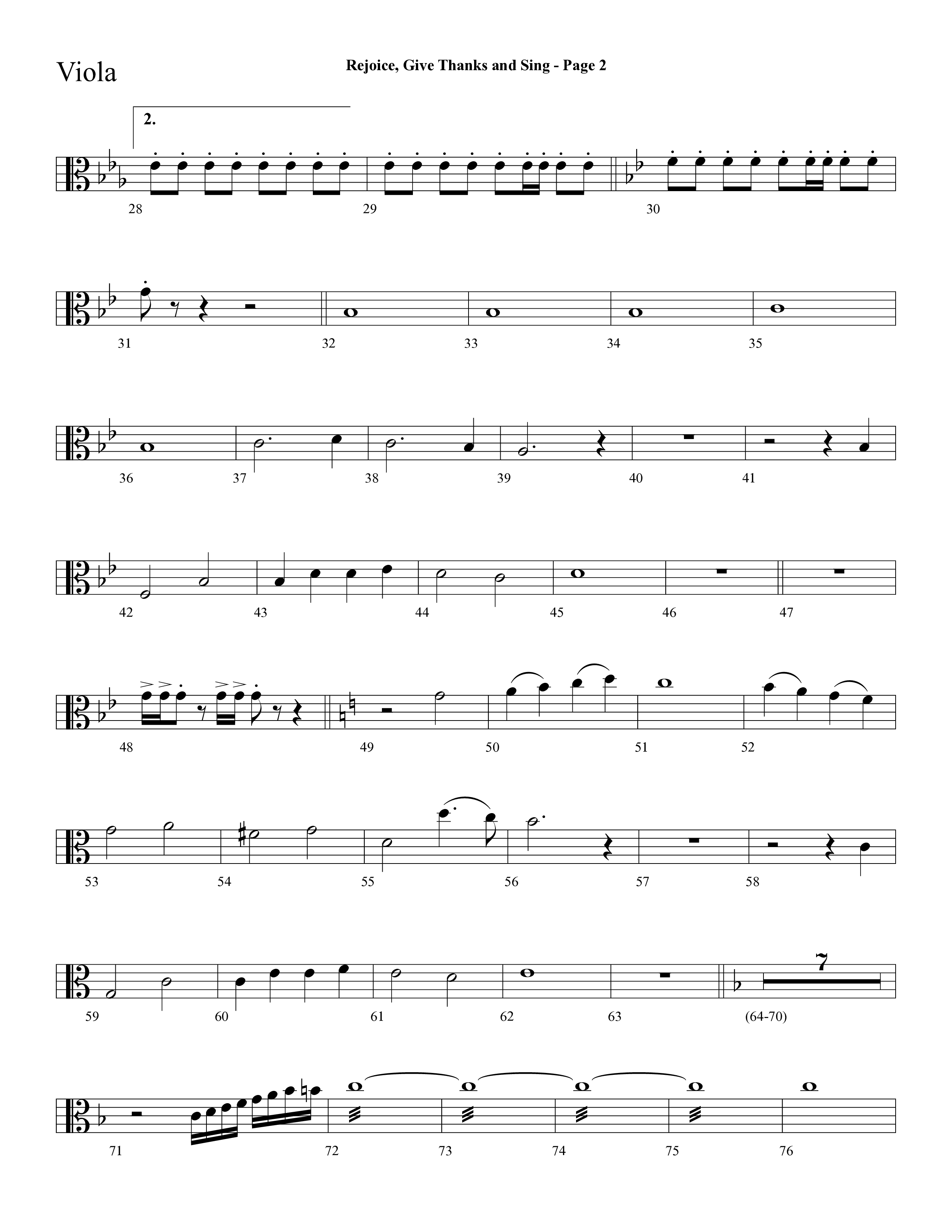 Rejoice, Give Thanks And Sing (with Rejoice, The Lord Is King, Come, Thou Almighty King) (Choral Anthem SATB) Viola (Lifeway Choral / Arr. Dave Williamson)