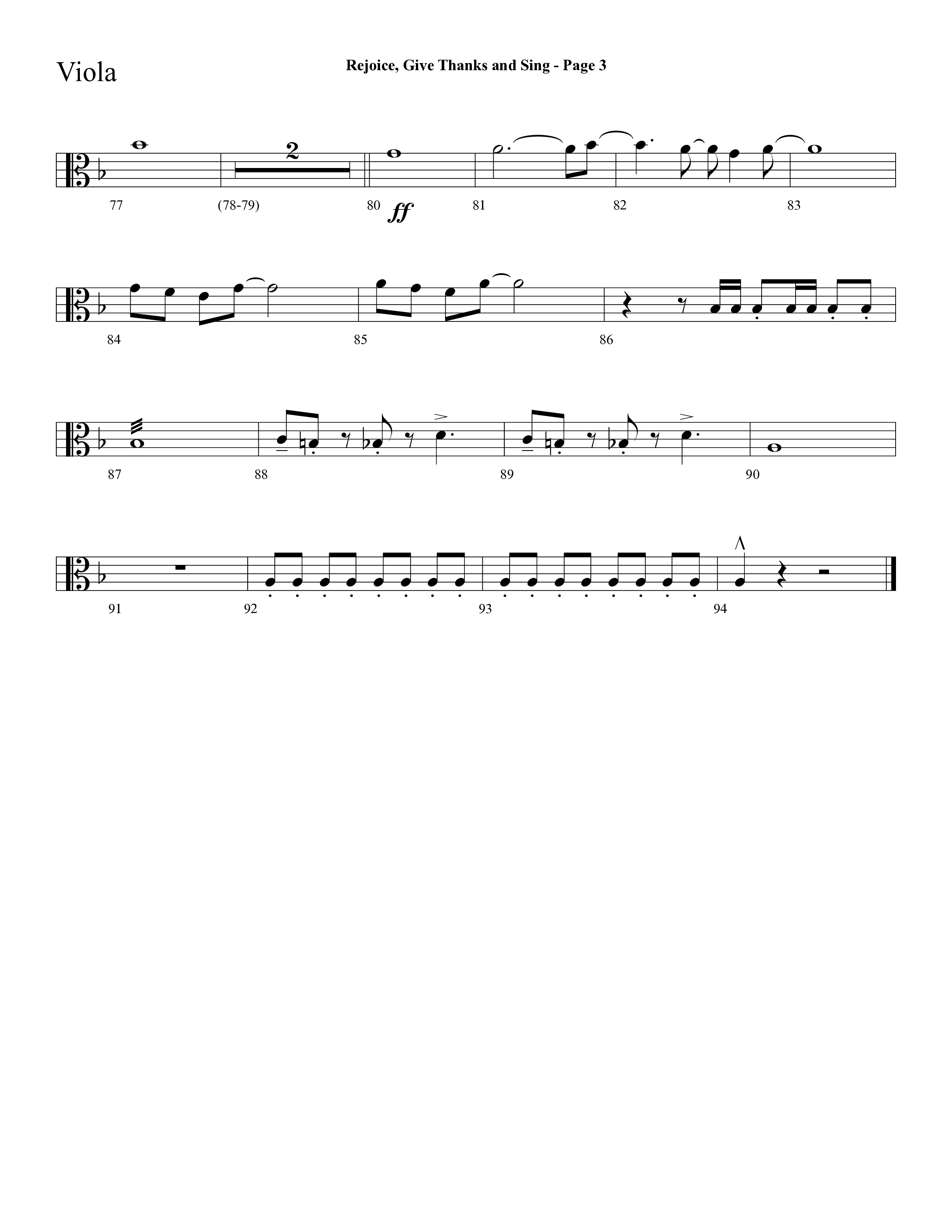 Rejoice, Give Thanks And Sing (with Rejoice, The Lord Is King, Come, Thou Almighty King) (Choral Anthem SATB) Viola (Lifeway Choral / Arr. Dave Williamson)