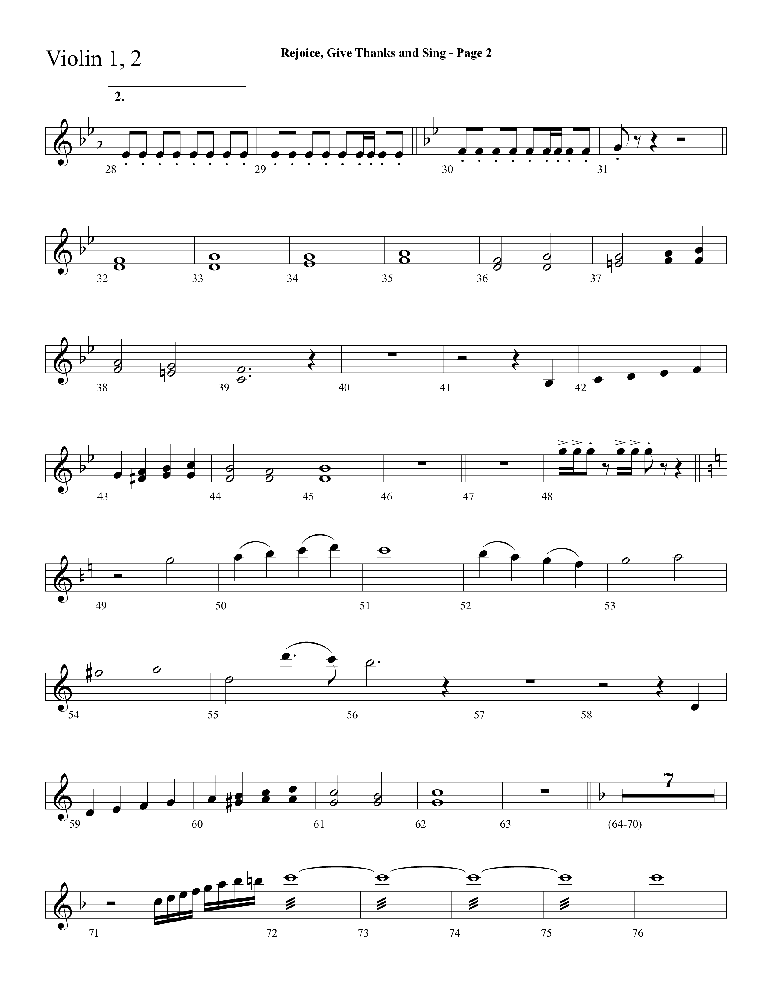 Rejoice, Give Thanks And Sing (with Rejoice, The Lord Is King, Come, Thou Almighty King) (Choral Anthem SATB) Violin 1/2 (Lifeway Choral / Arr. Dave Williamson)