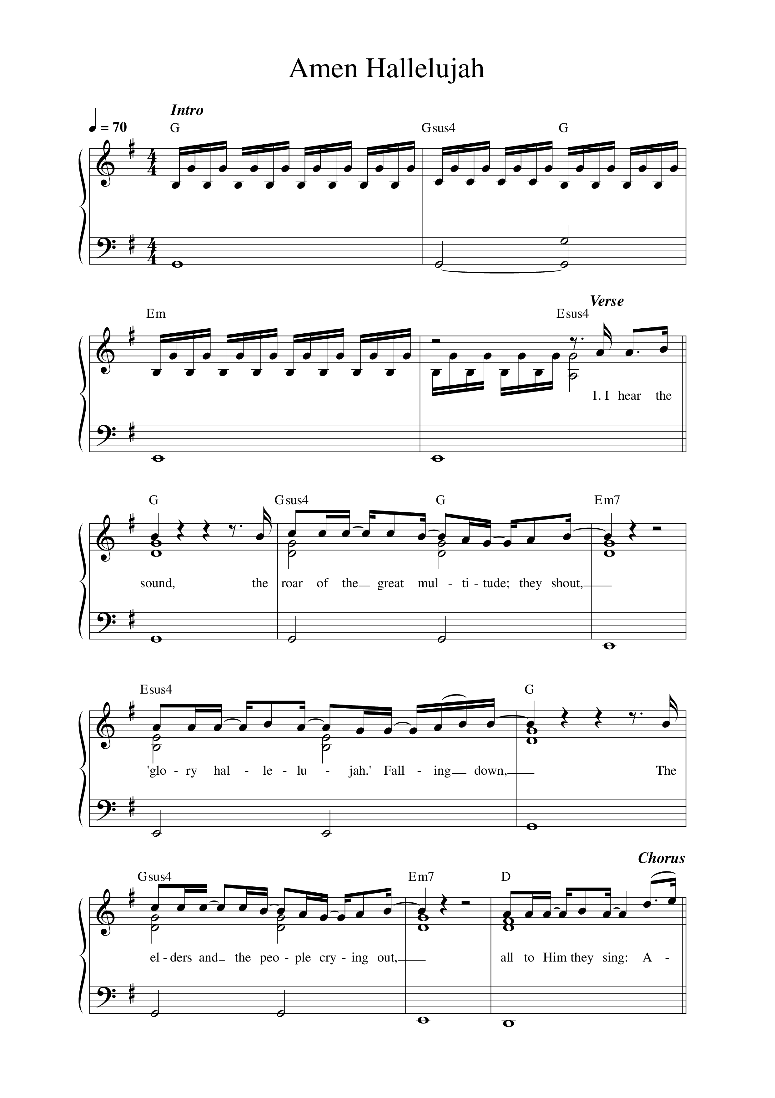 Amen Hallelujah (Live) Lead Sheet Melody (New Life Worship / Jon Egan)