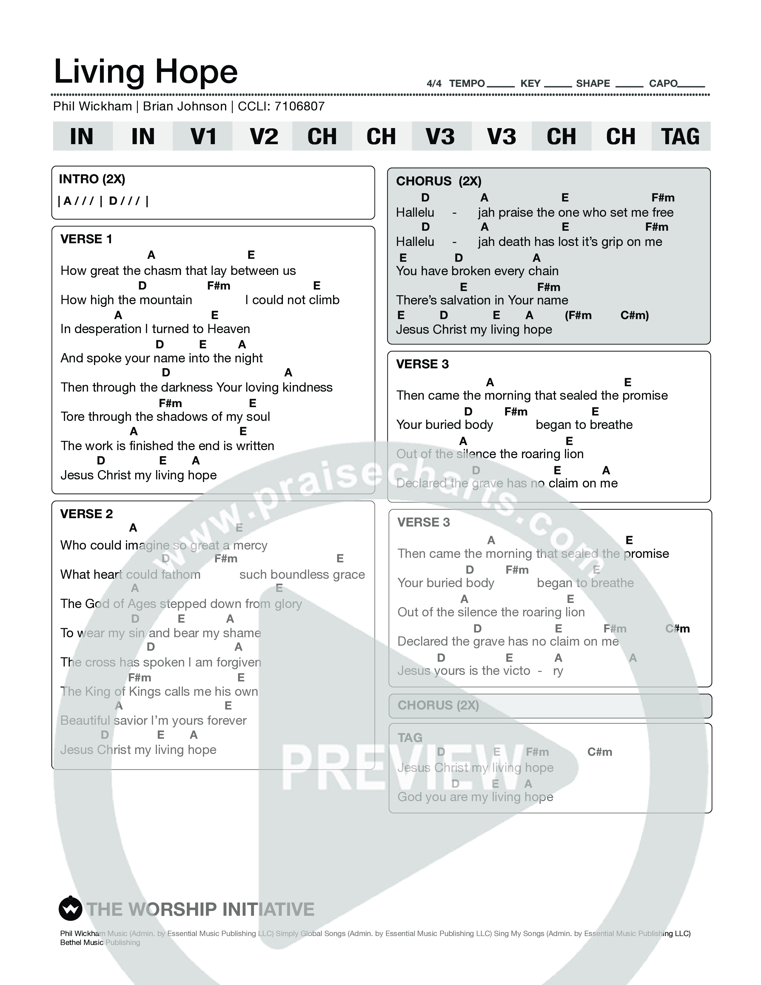 Living Hope (Choir Version) Chord Chart (The Worship Initiative)