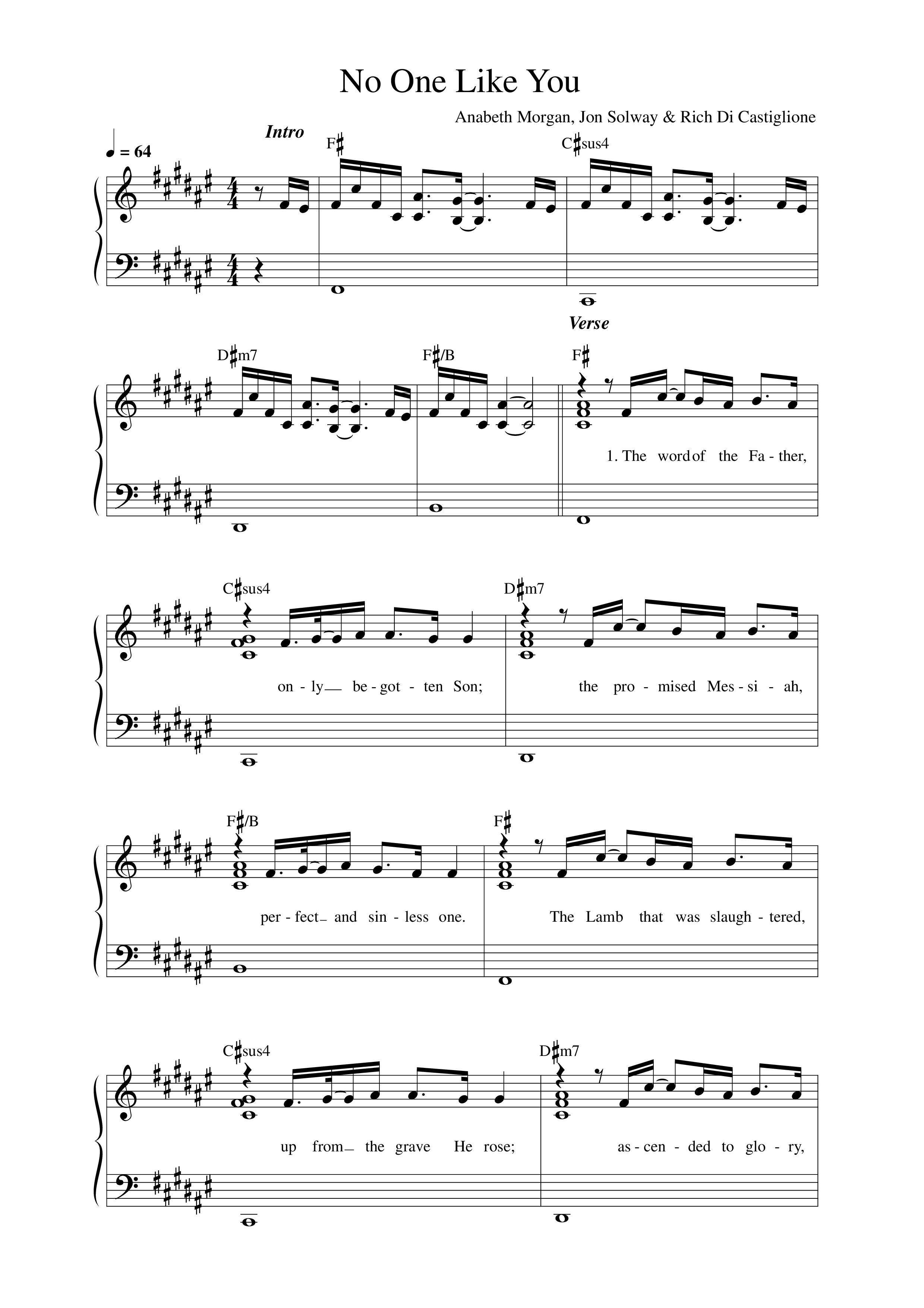 No One Like You Lead Sheet Melody (Vineyard Worship / Samuel Lane)