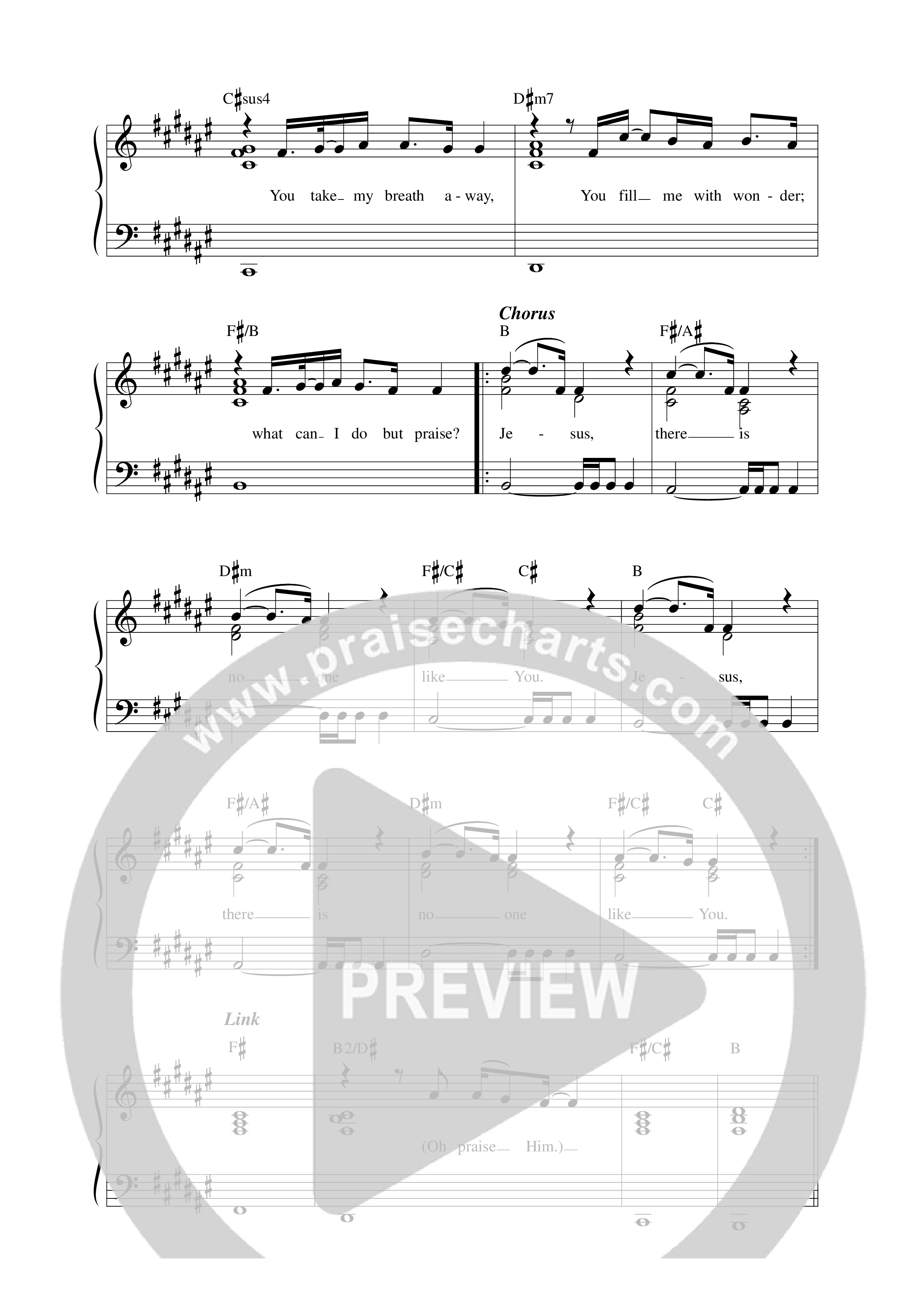 No One Like You Lead Sheet Melody (Vineyard Worship / Samuel Lane)