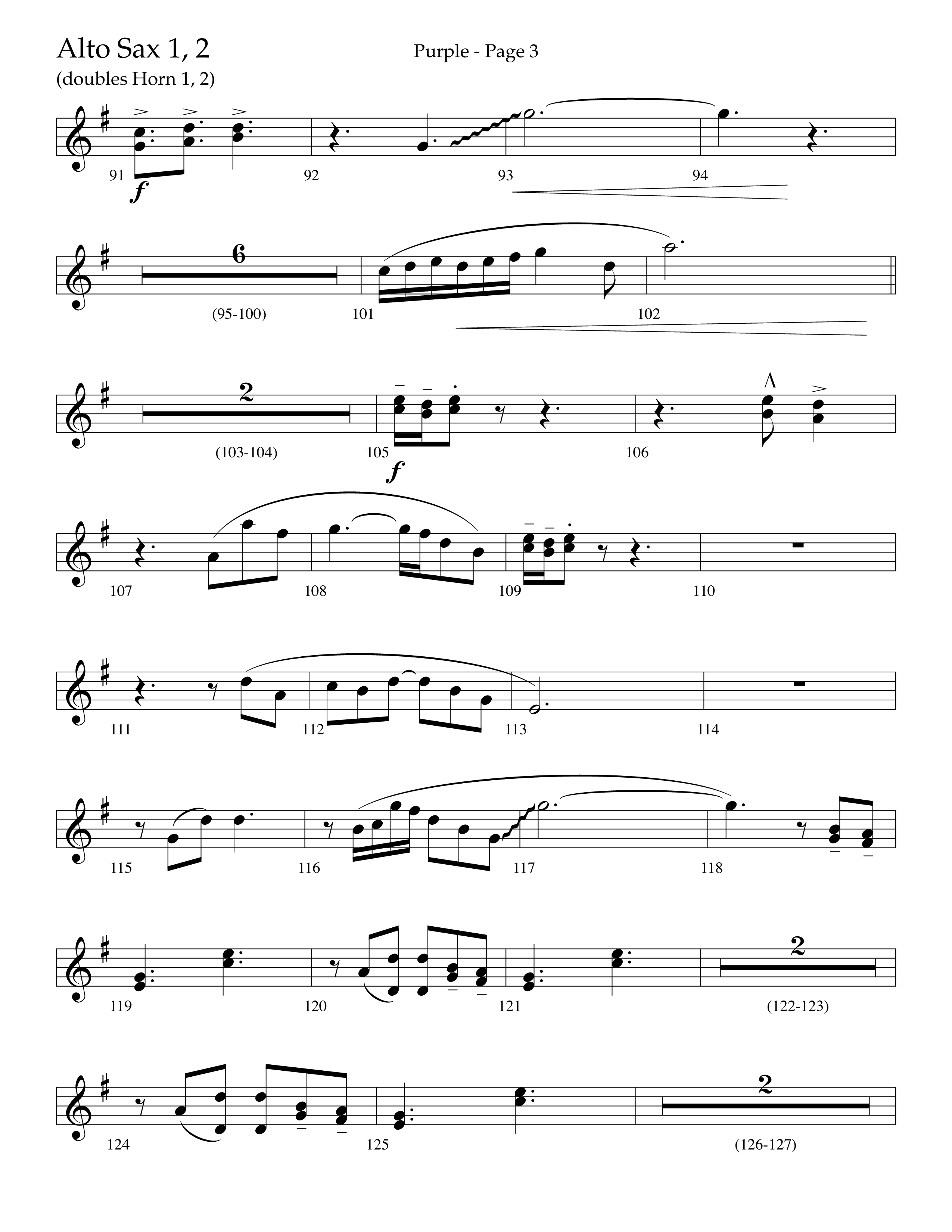 Purple (Choral Anthem SATB) Alto Sax 1/2 (Lifeway Choral / Arr. J. Daniel Smith)
