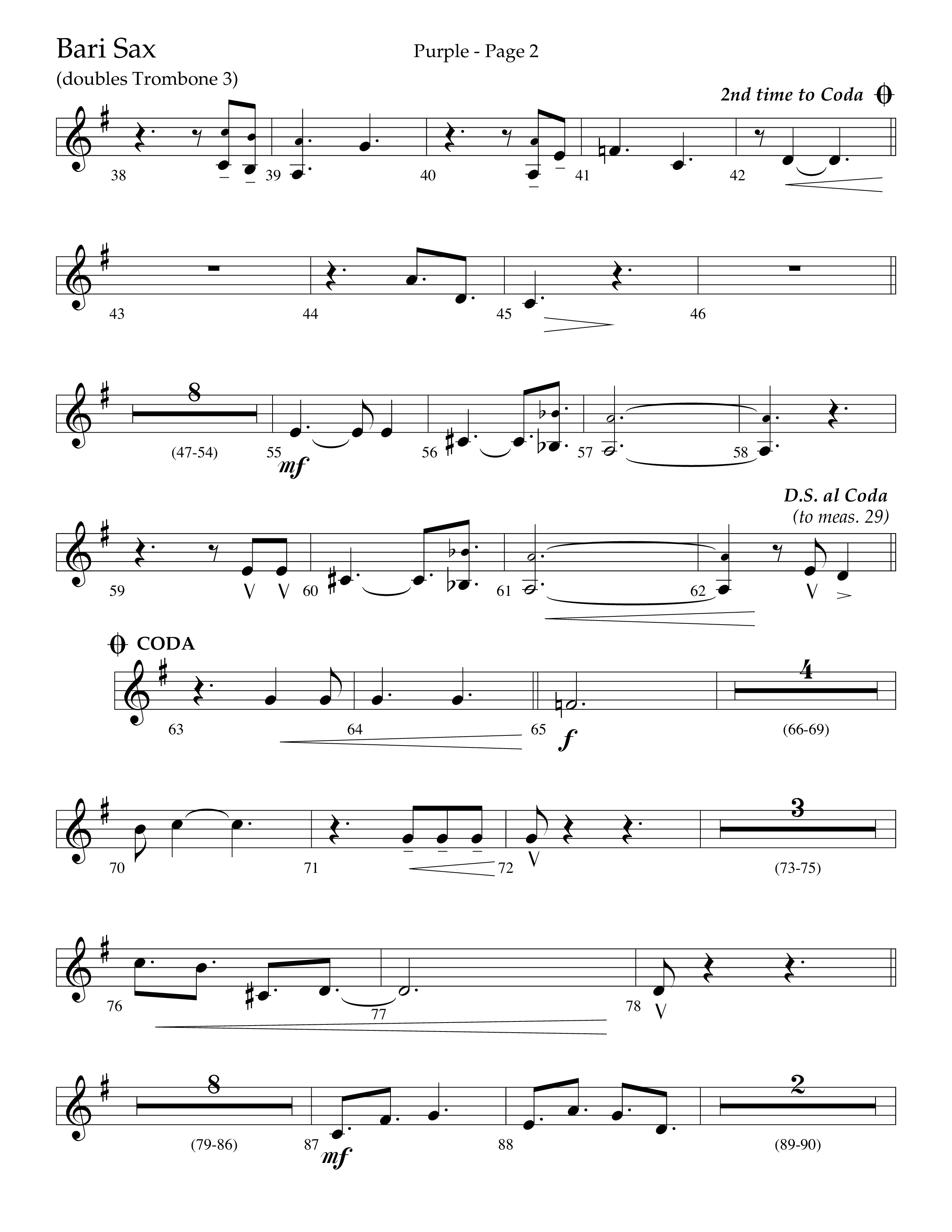 Purple (Choral Anthem SATB) Bari Sax (Lifeway Choral / Arr. J. Daniel Smith)