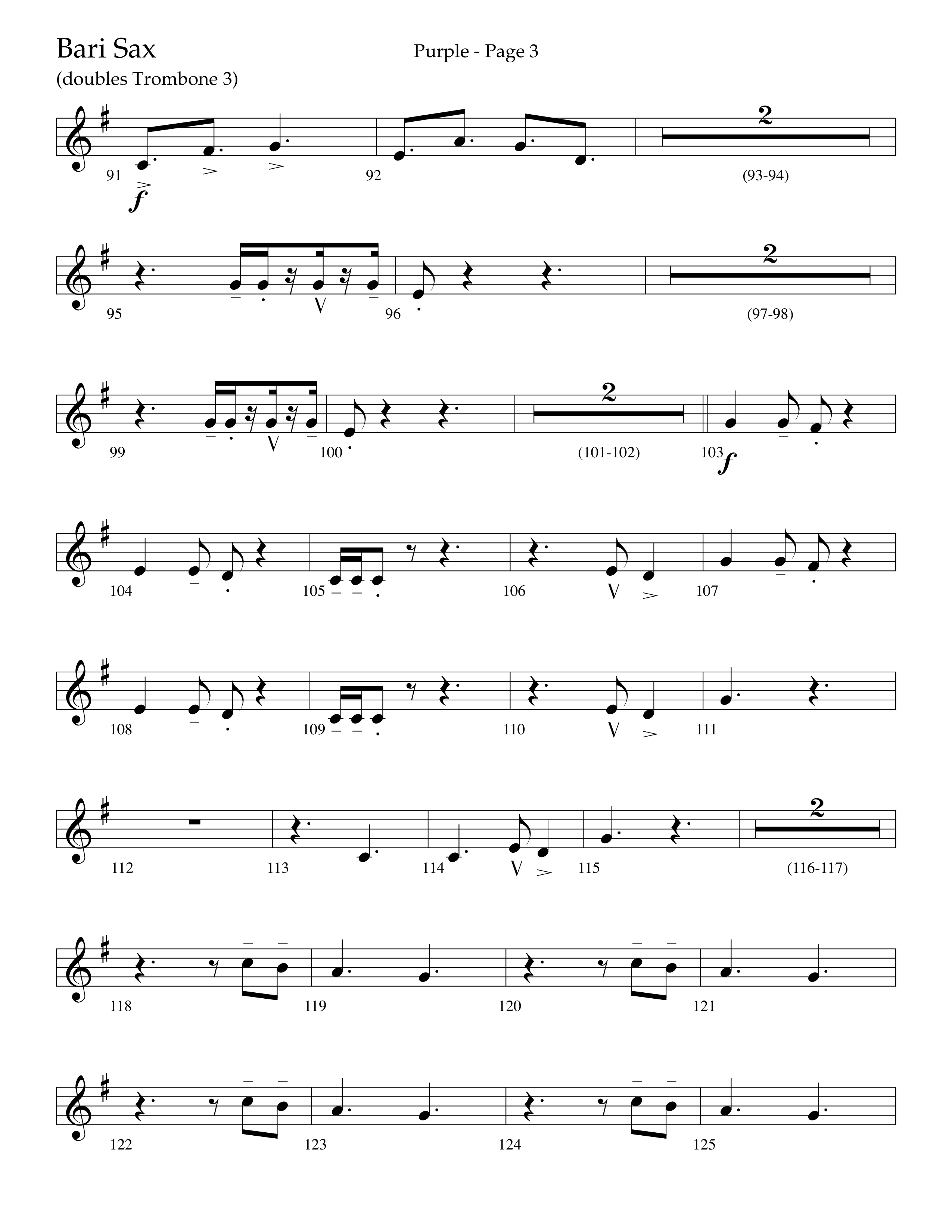 Purple (Choral Anthem SATB) Bari Sax (Lifeway Choral / Arr. J. Daniel Smith)