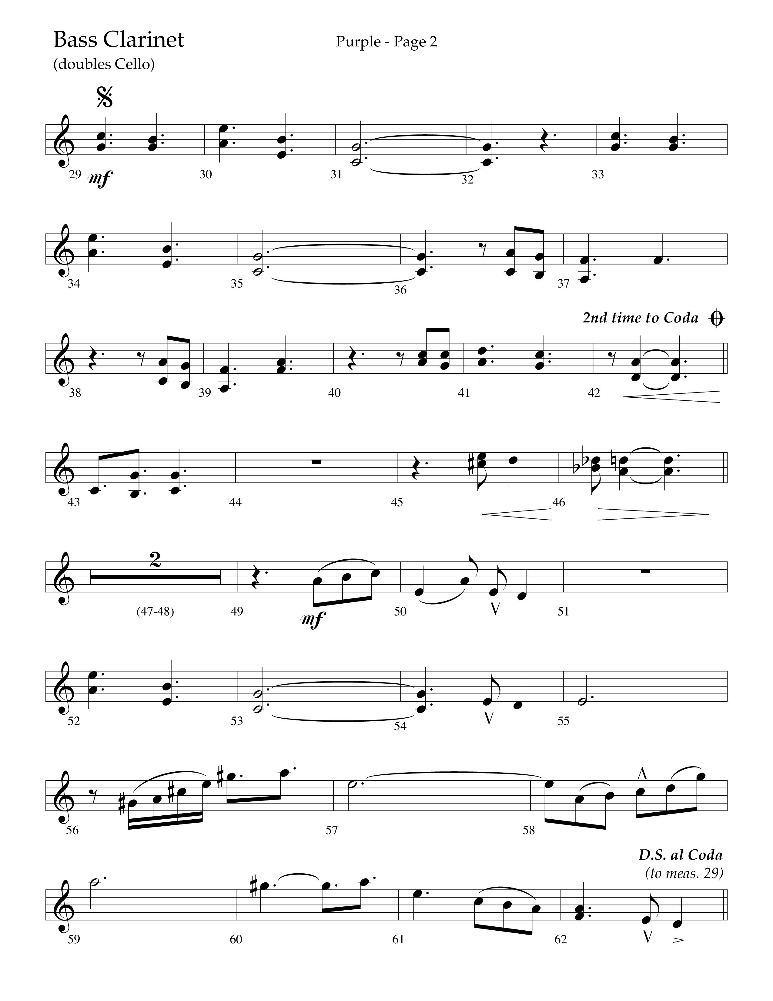 Purple (Choral Anthem SATB) Bass Clarinet (Lifeway Choral / Arr. J. Daniel Smith)